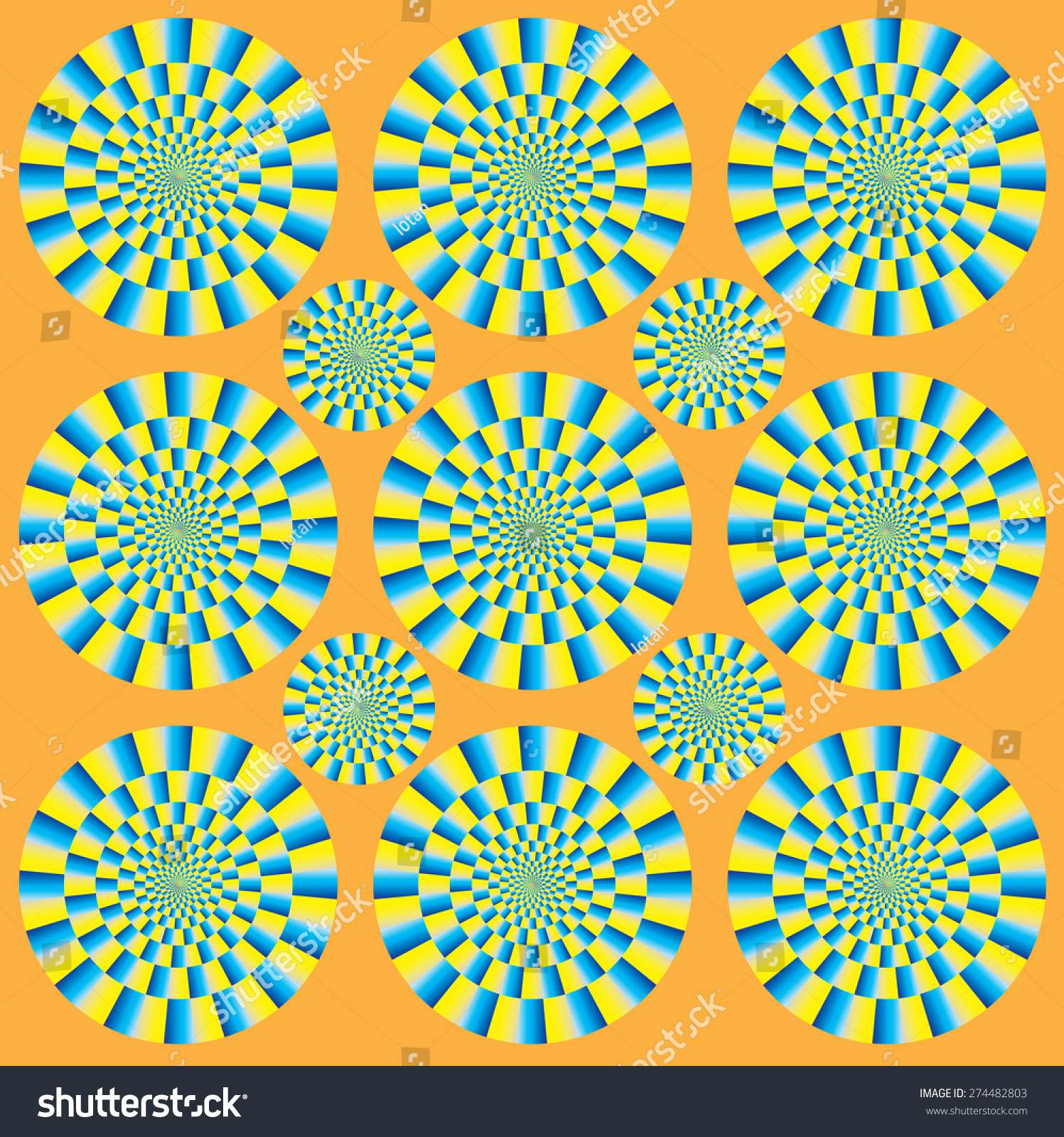 Hypnotic Show Of Rotation. Spin Circles (Motion Illusion). Optical ...