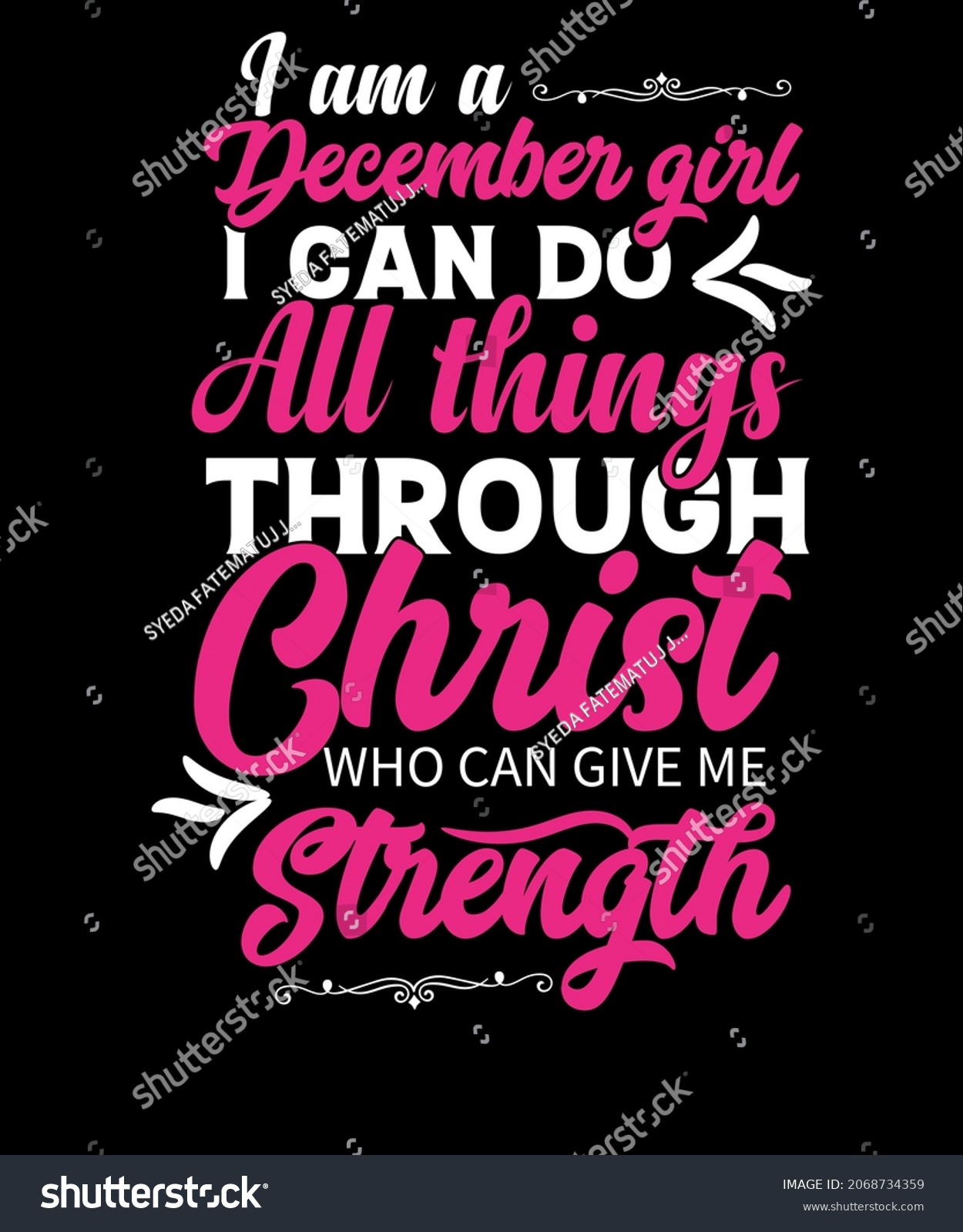 SVG of I am a december girl I can do all things through christ birthday t-shirt design svg