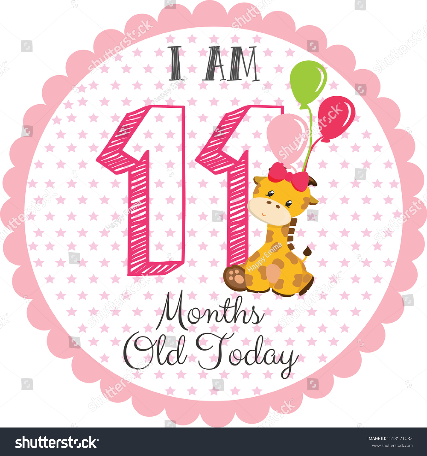 eleven-months-old-baby-milestone-card-vector-de-stock-libre-de