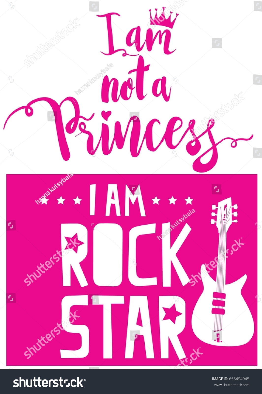 Not Princess Rock Star Typography Graphic Stock Vector Royalty Free