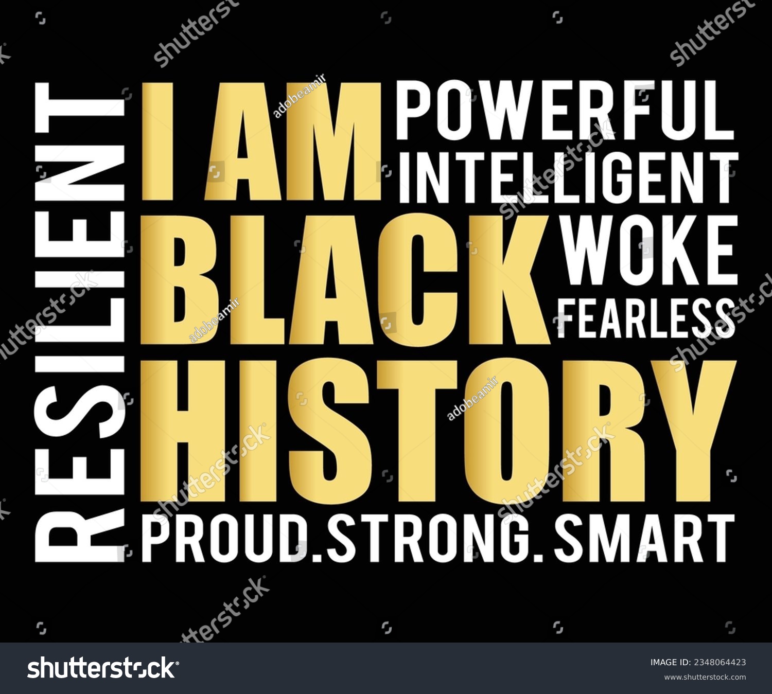 SVG of I Am Powerful Intelligent SVG, Black History Month SVG, Black History Quotes T-shirt, BHM T-shirt, African American Sayings, African American SVG File For Silhouette Cricut Cut Cutting svg