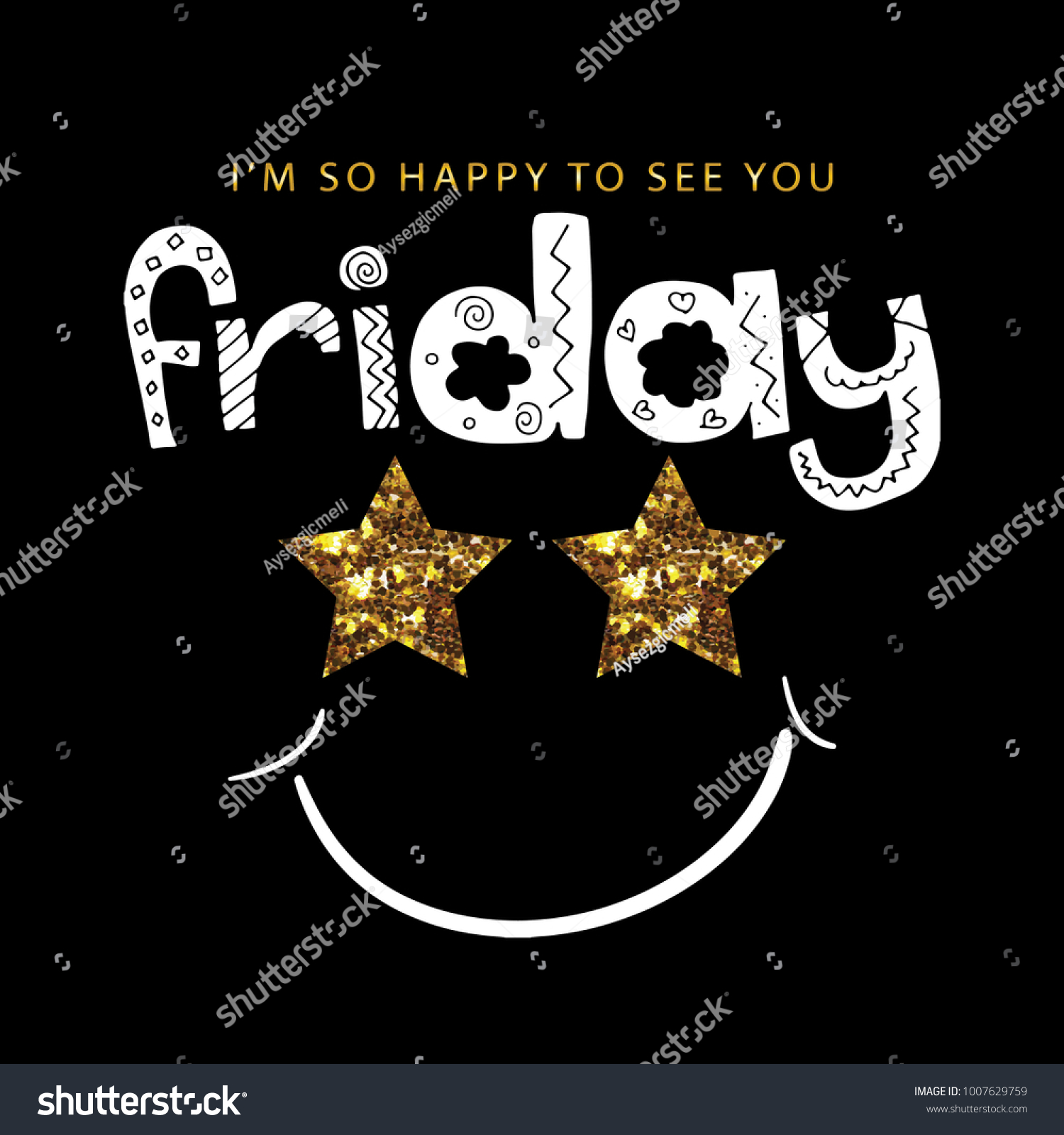 Happy See You Friday Text Glitter Stock Vector Royalty Free