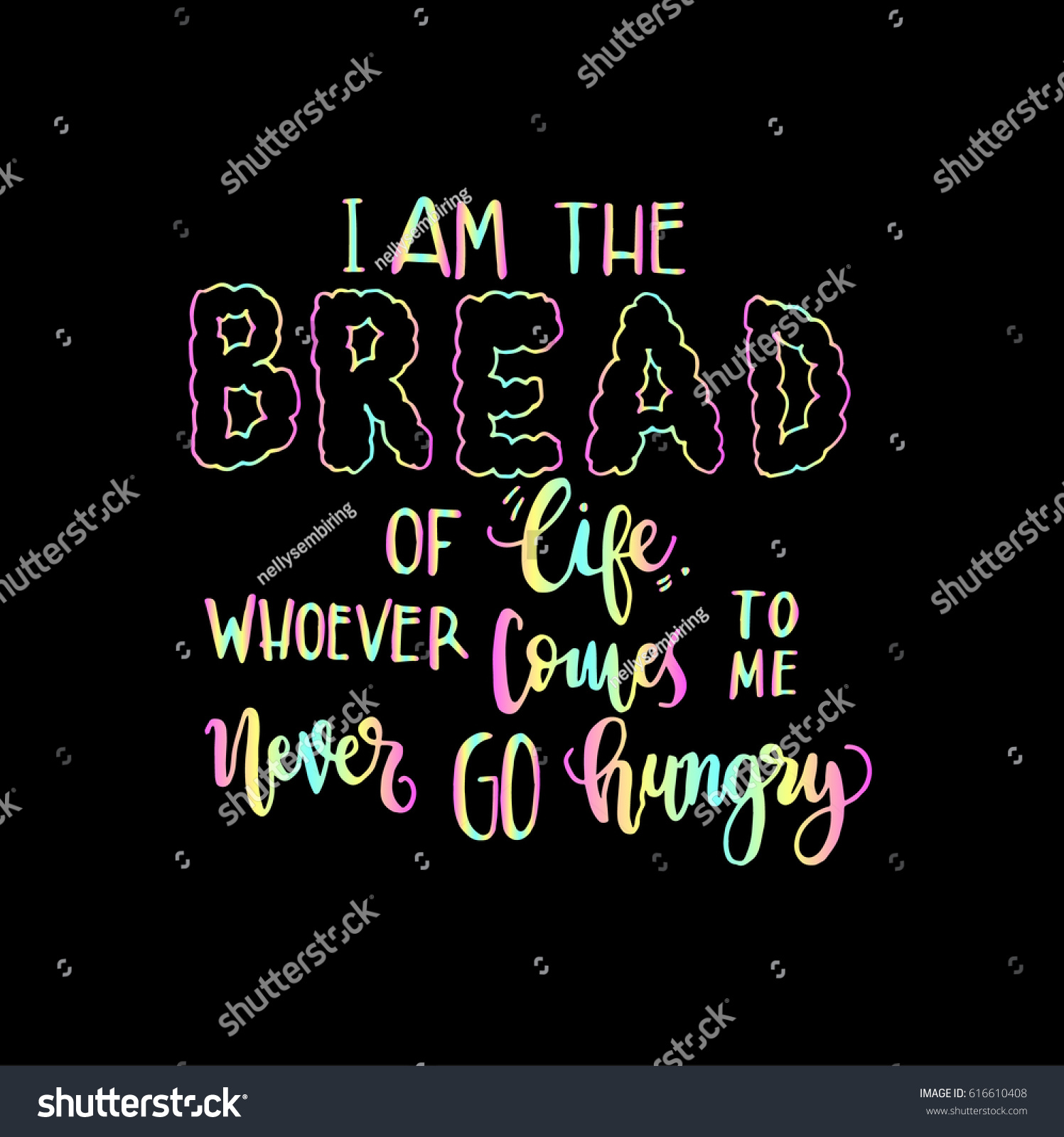 i am the bread of life Bible Verse Hand Lettered Quote Modern Calligraphy