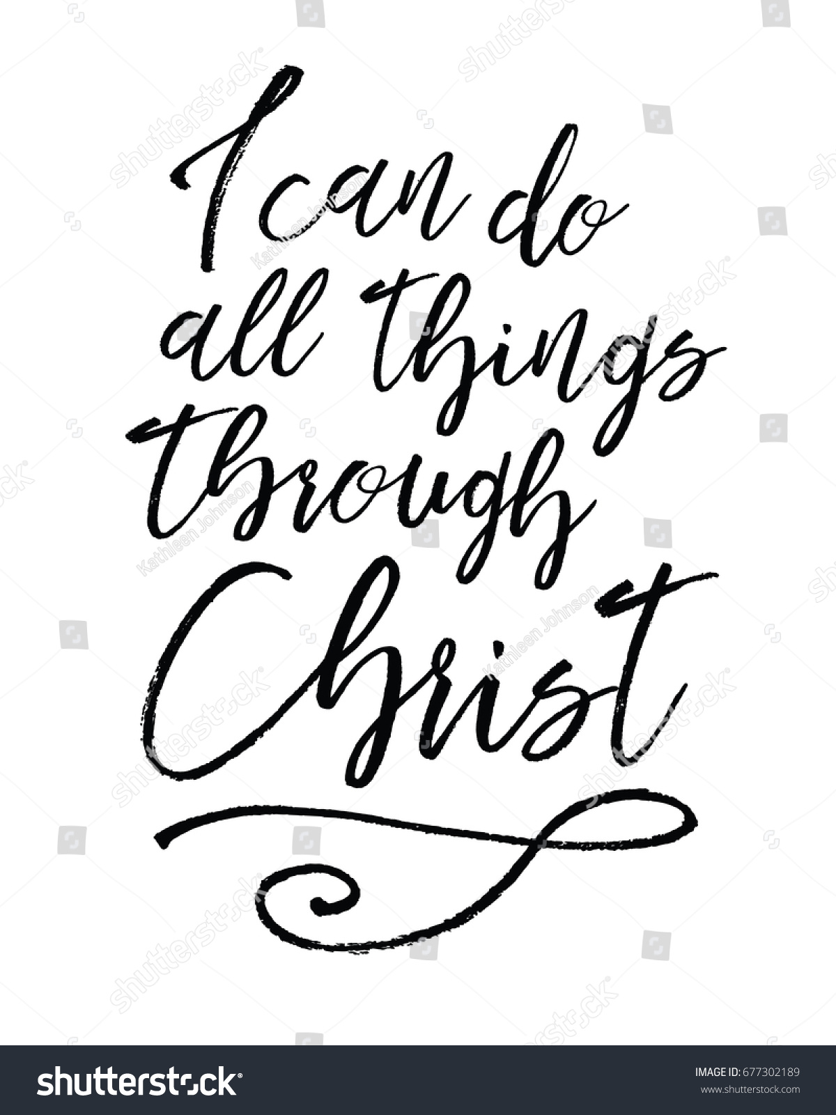 SVG of I can do all things through Christ Biblical Typographic Art brush script scripture verse vector art with swash accent svg
