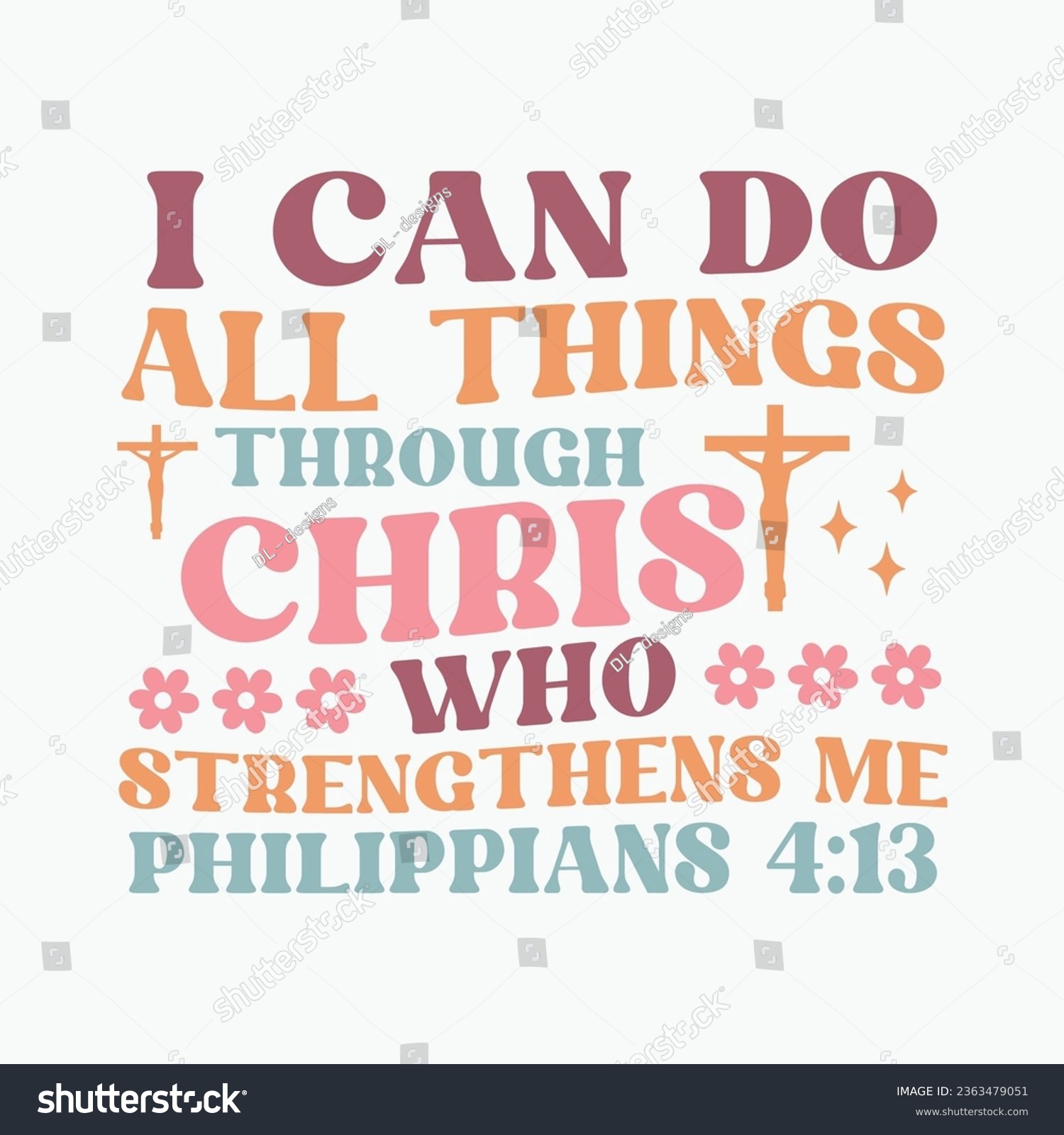 SVG of I Can Do All Things Through Christ retro typography svg