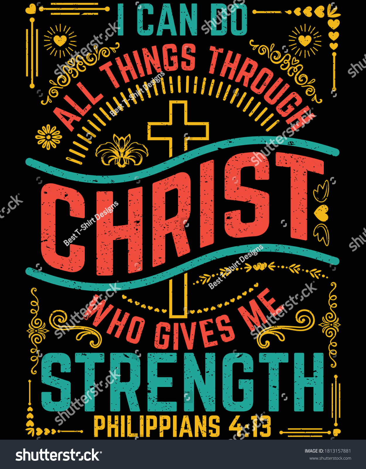 SVG of I can do all things through Christ who gives me strength Bible Verse T-Shirt Design svg