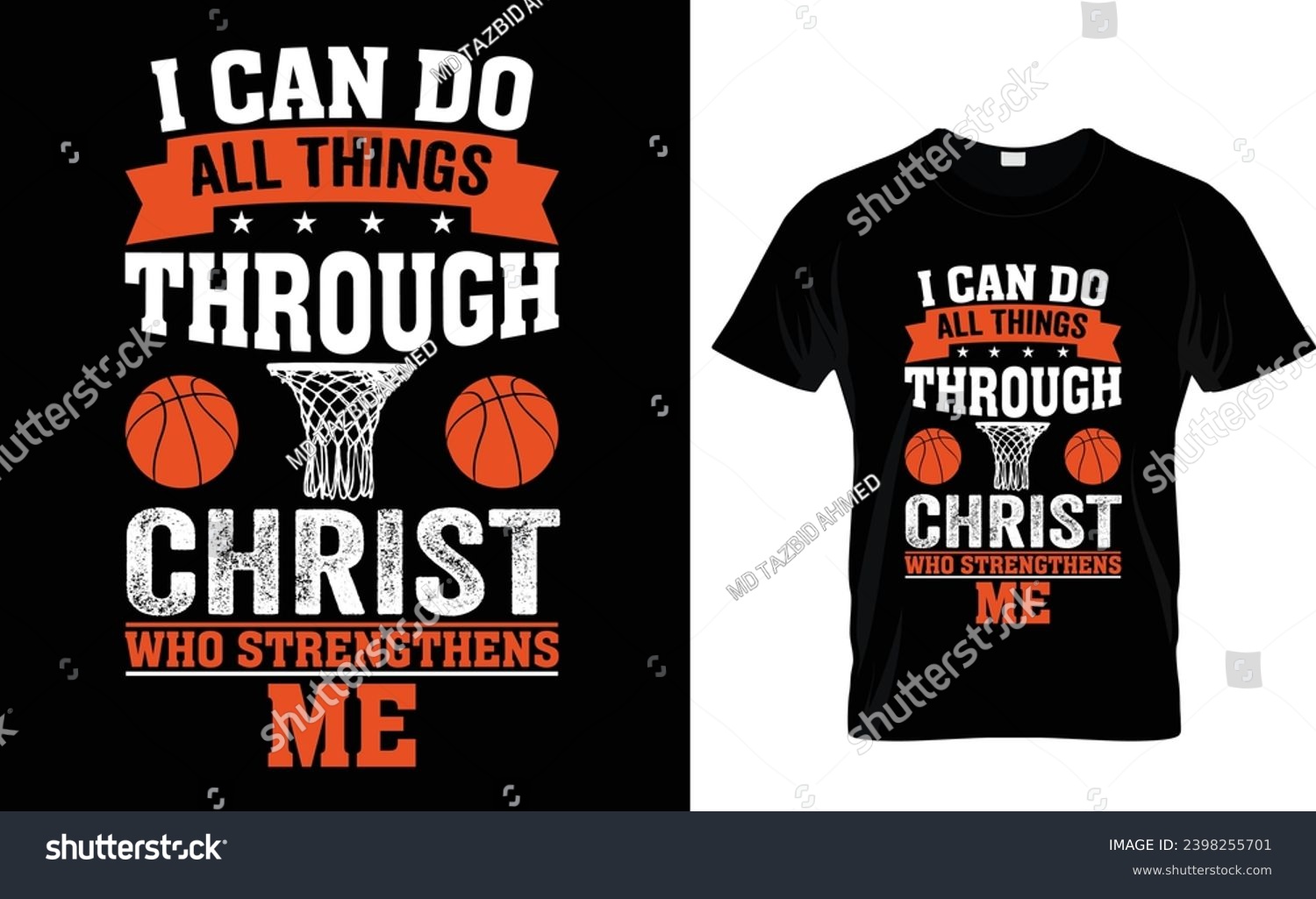 SVG of I can do all things through Christ who strengthens me  Basketball T-Shirt Design Template  svg