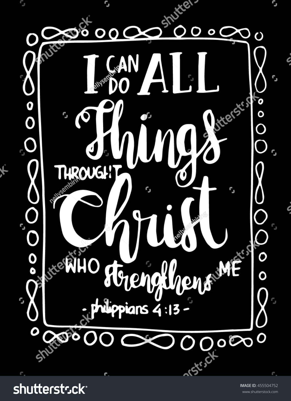 SVG of i can do all things through Christ who strengthens me. Hand Lettered quote. Bible Verse. Modern calligraphy svg