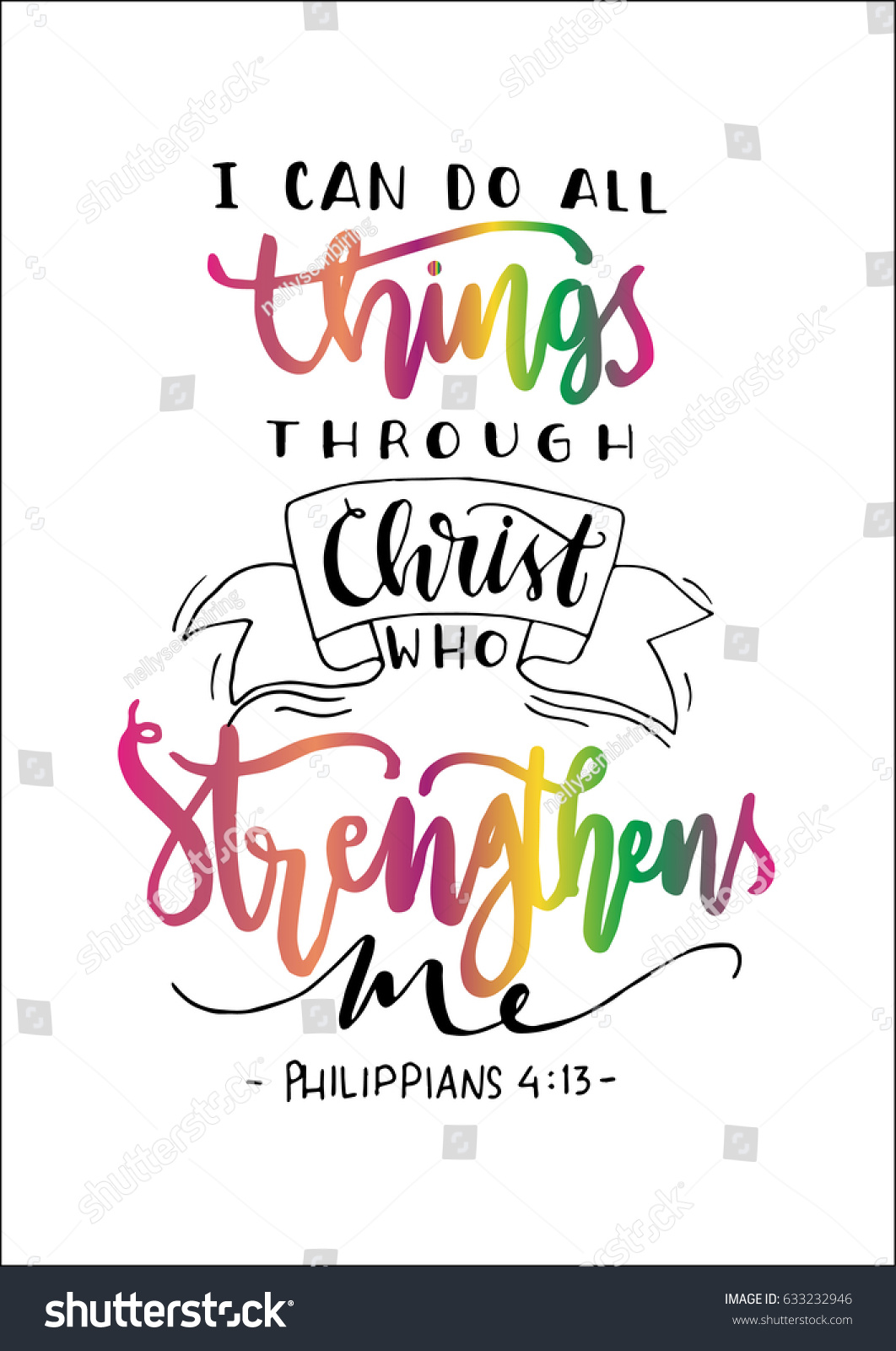 SVG of I Can Do All Things Through Christ Who Strengthens Me on white Background. Bible Quote. Modern Calligraphy. Handwritten Inspirational motivational quote. svg