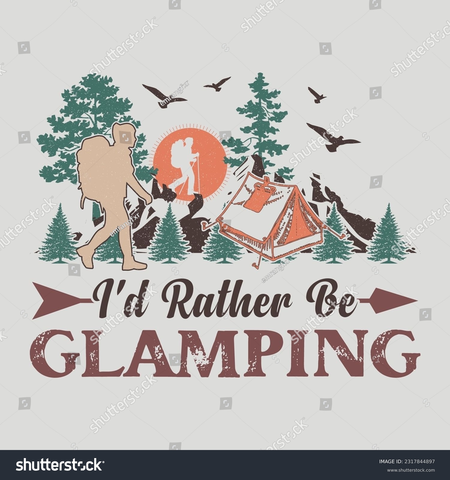 SVG of I'd Rather Be Glamping Camping SVG Sublimation Vector Graphic T-Shirt Design svg