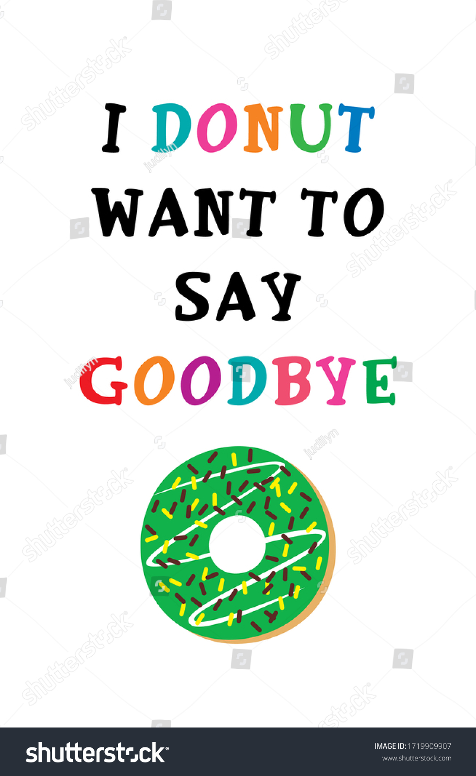 Donut Want Say Goodbye Poster Vector Stock Vector Royalty Free