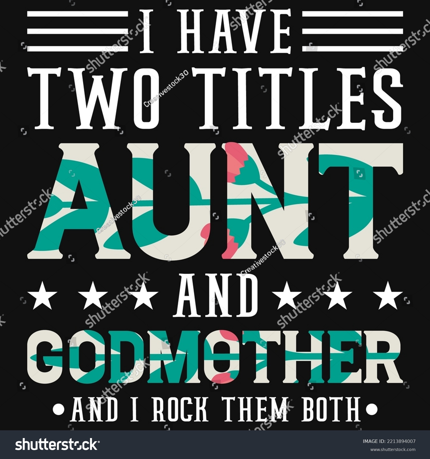 SVG of I have two titles aunt and  godmother tshirt design svg