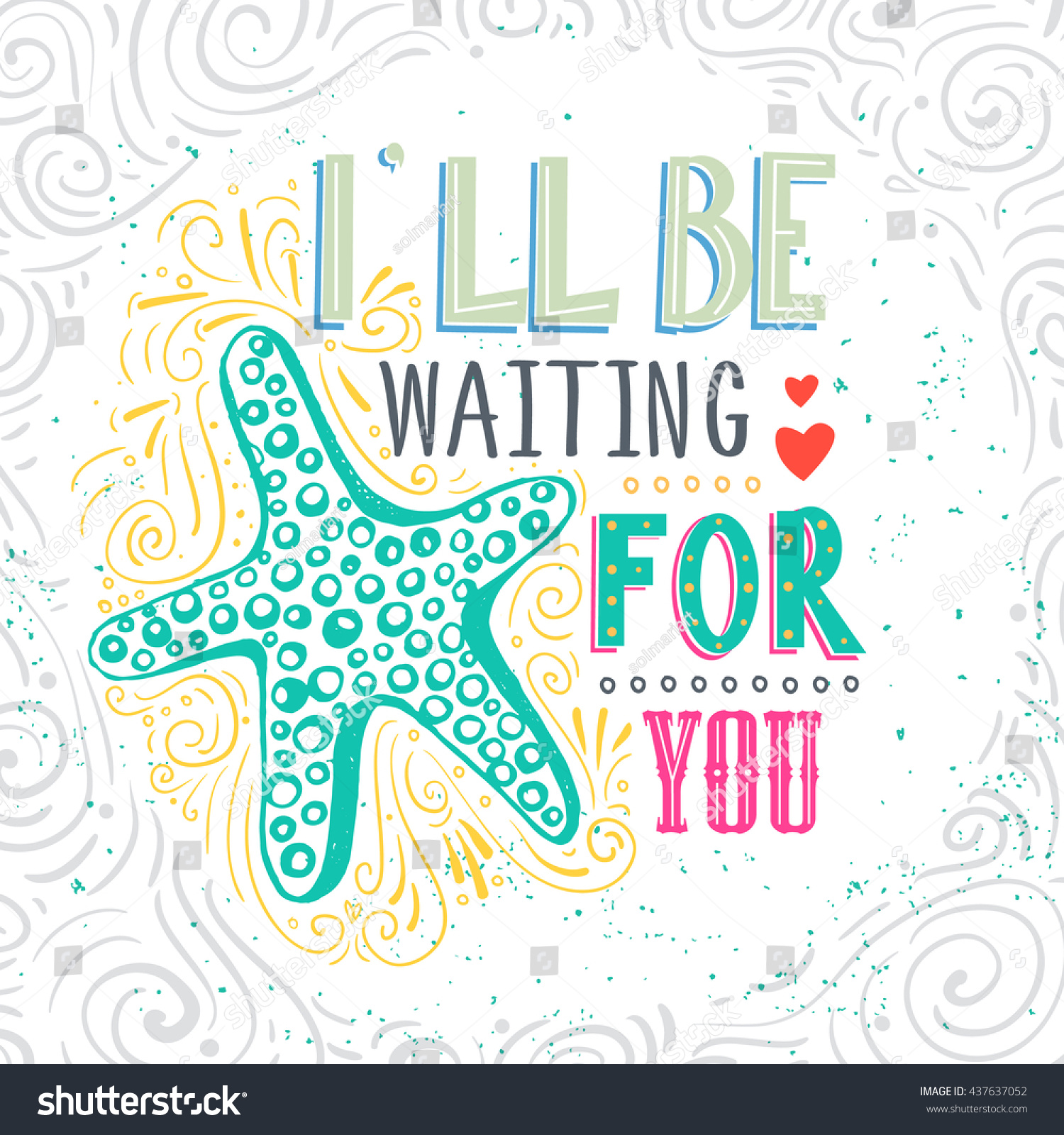 Ill Be Waiting You Hand Drawn Stock Vector Royalty Free