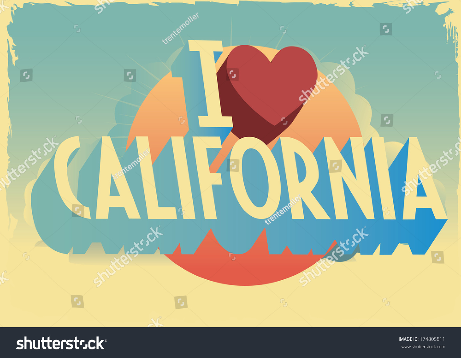 Love California Sign On Retro Typographic Stock Vector 174805811 ...