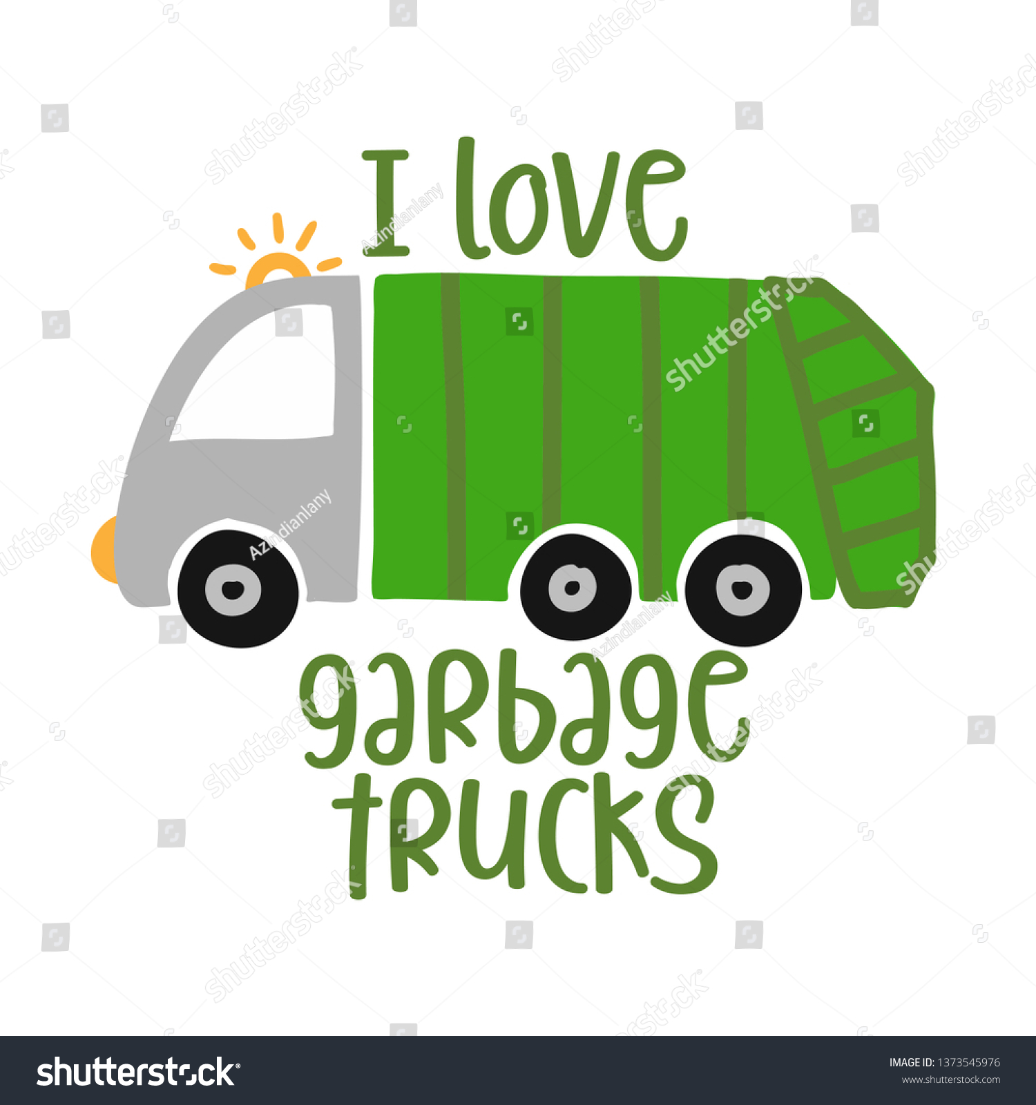 SVG of I love garbage trucks - T-Shirts, Hoodie, Tank, gifts. Vector illustration text for clothes. Inspirational quote card, invitation, banner. Kids calligraphy background. lettering typography svg