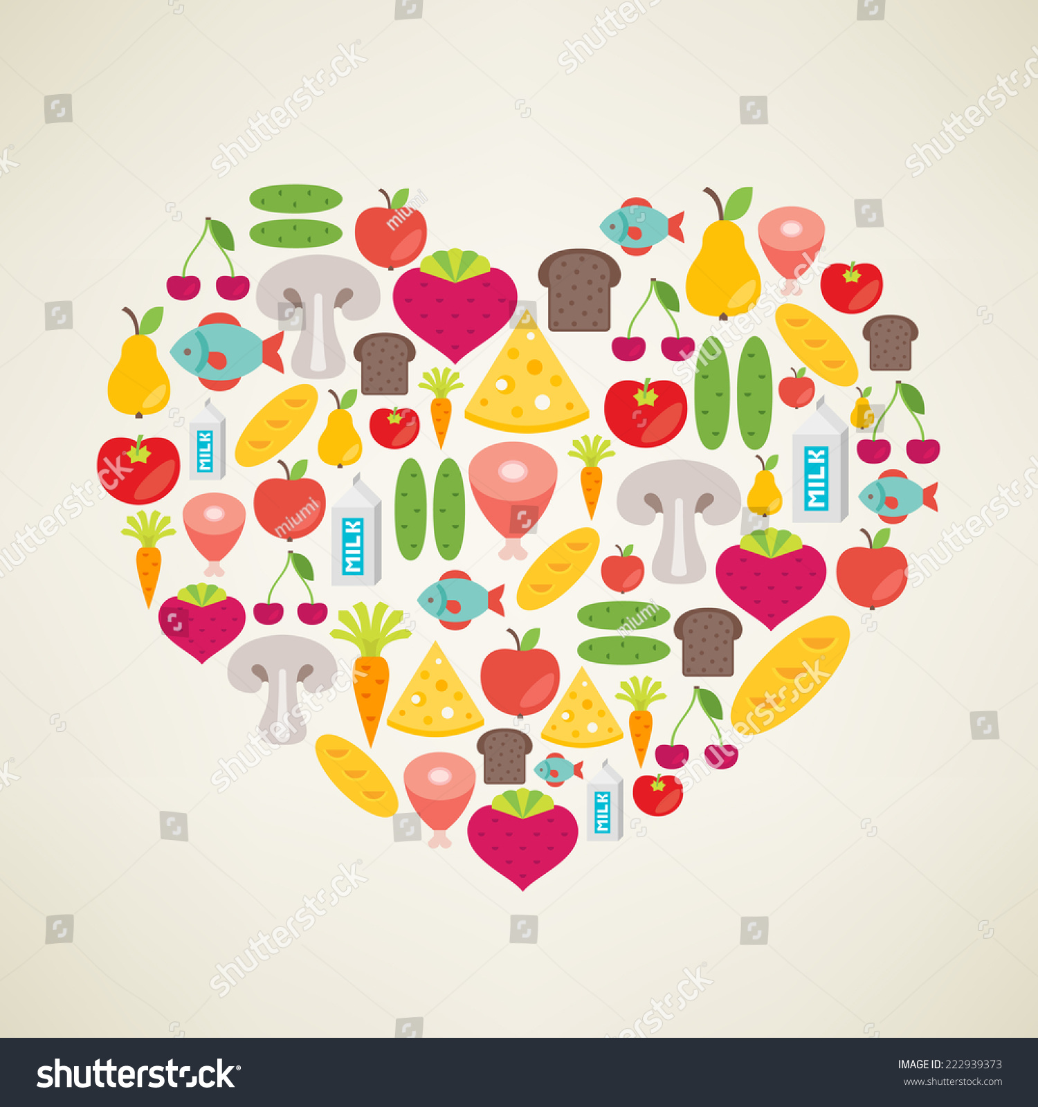 Love Healthy Food Vector Concept Heart Stock Vector (Royalty Free ...