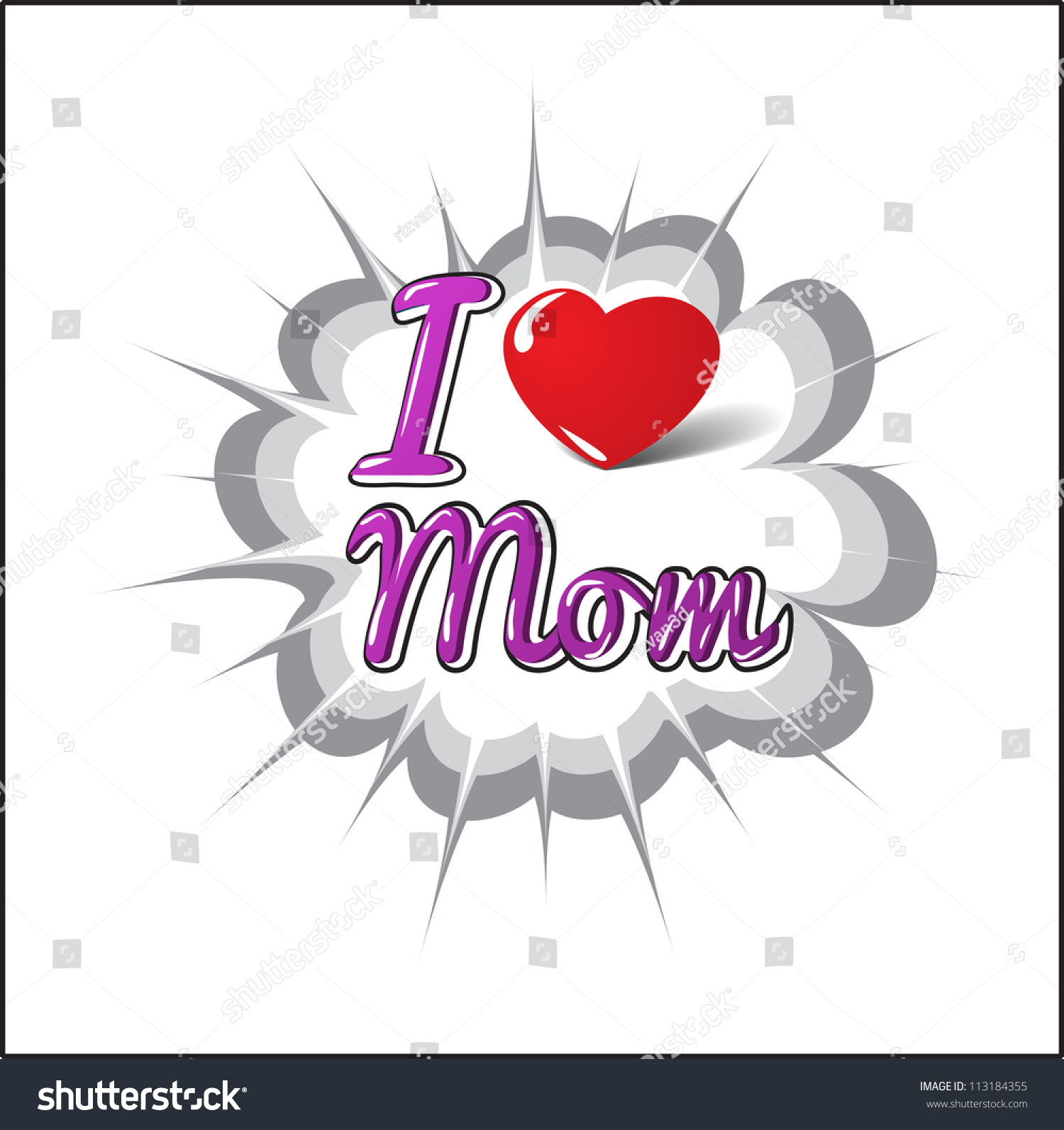 I Love Mom Stock Vector Illustration 113184355 : Shutterstock