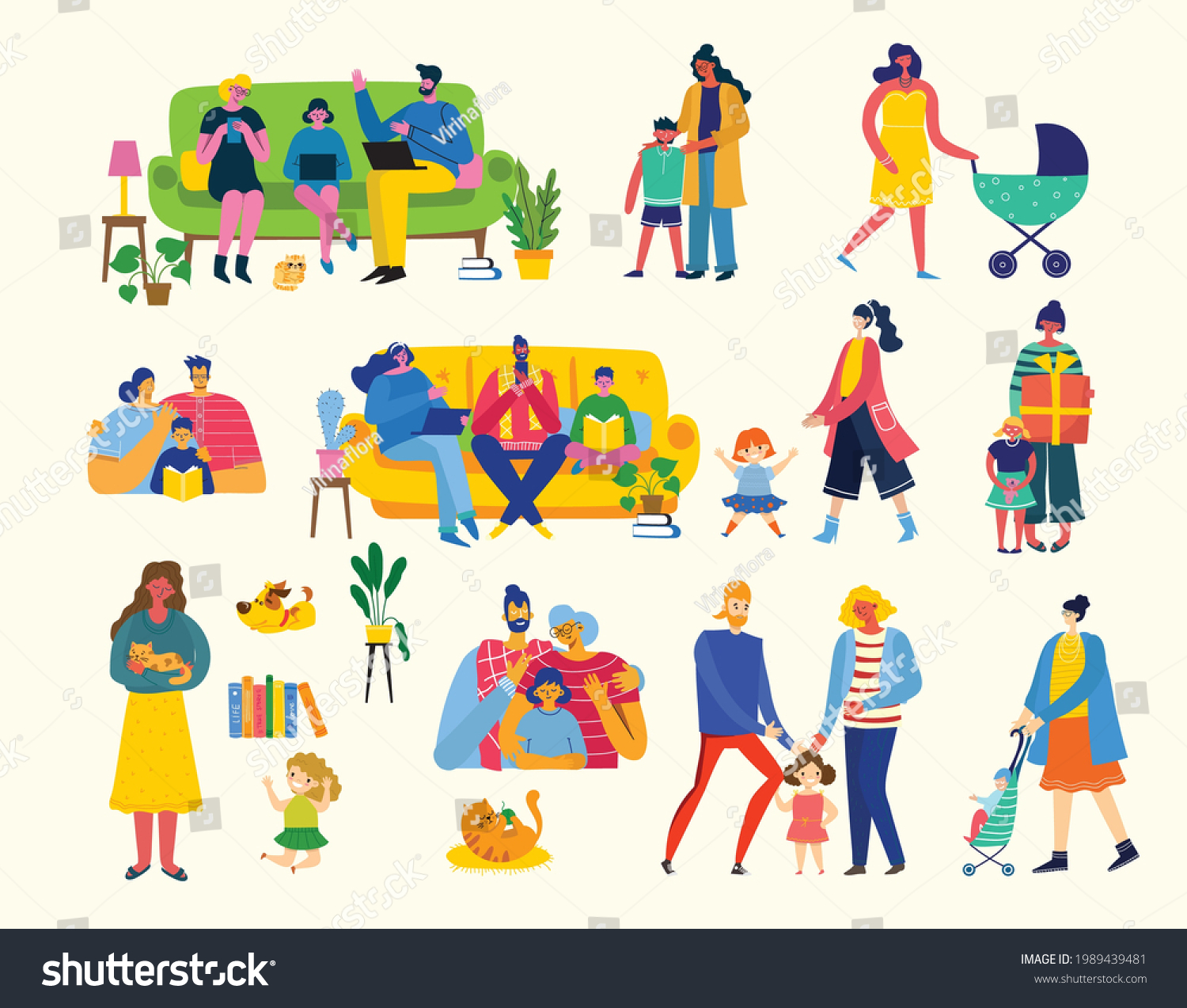 Love My Family Cute Vector Illustration Stock Vector (Royalty Free ...