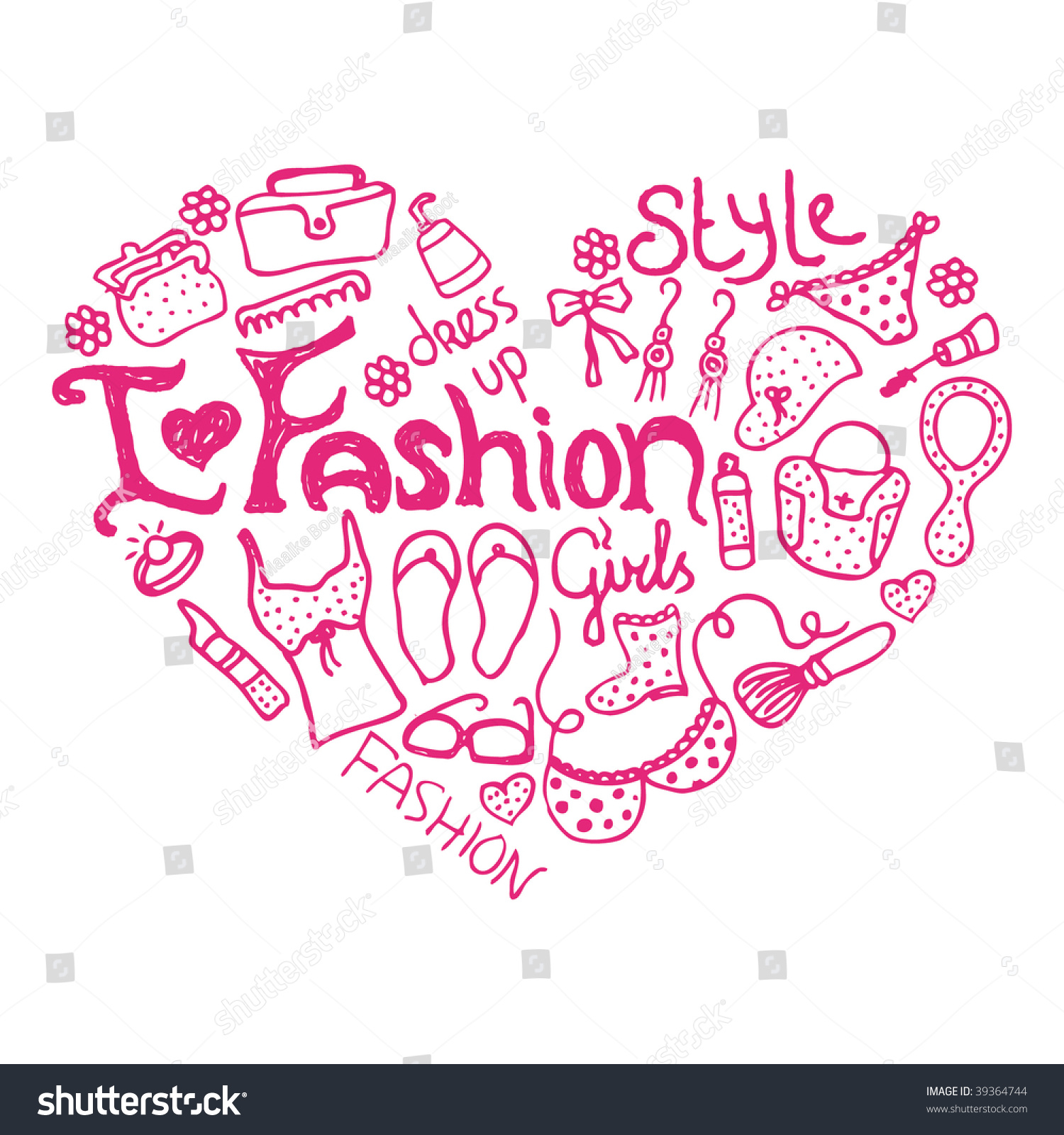 Love My Fashion Doodles Vector Stock Vector 39364744 - Shutterstock