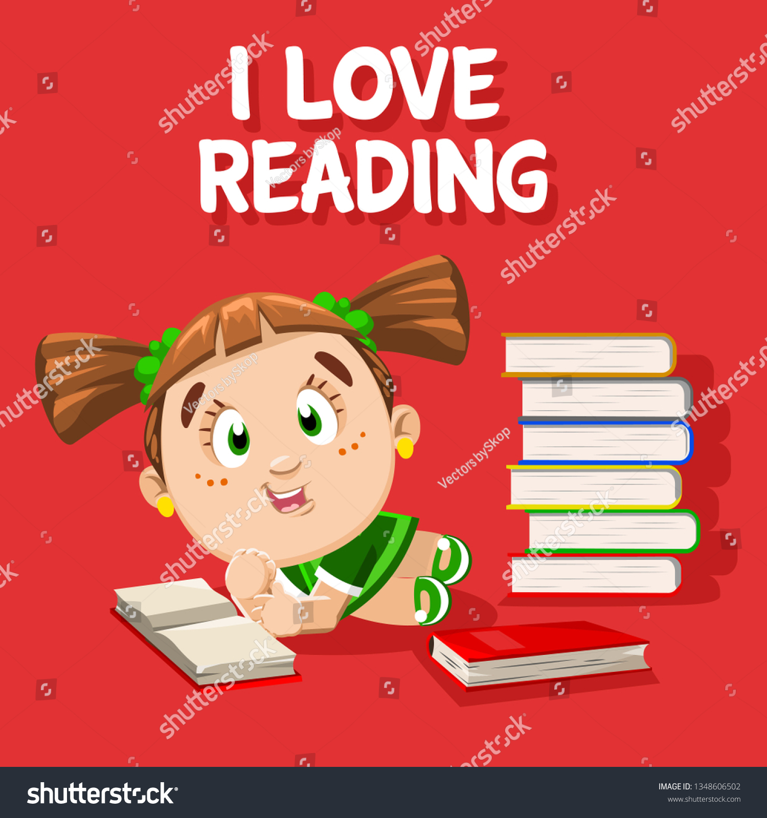 Love Reading Little Funny Girl Pigtails Stock Vector Royalty Free Love Reading Little Funny Girl Pigtails Stock Vector Royalty Free