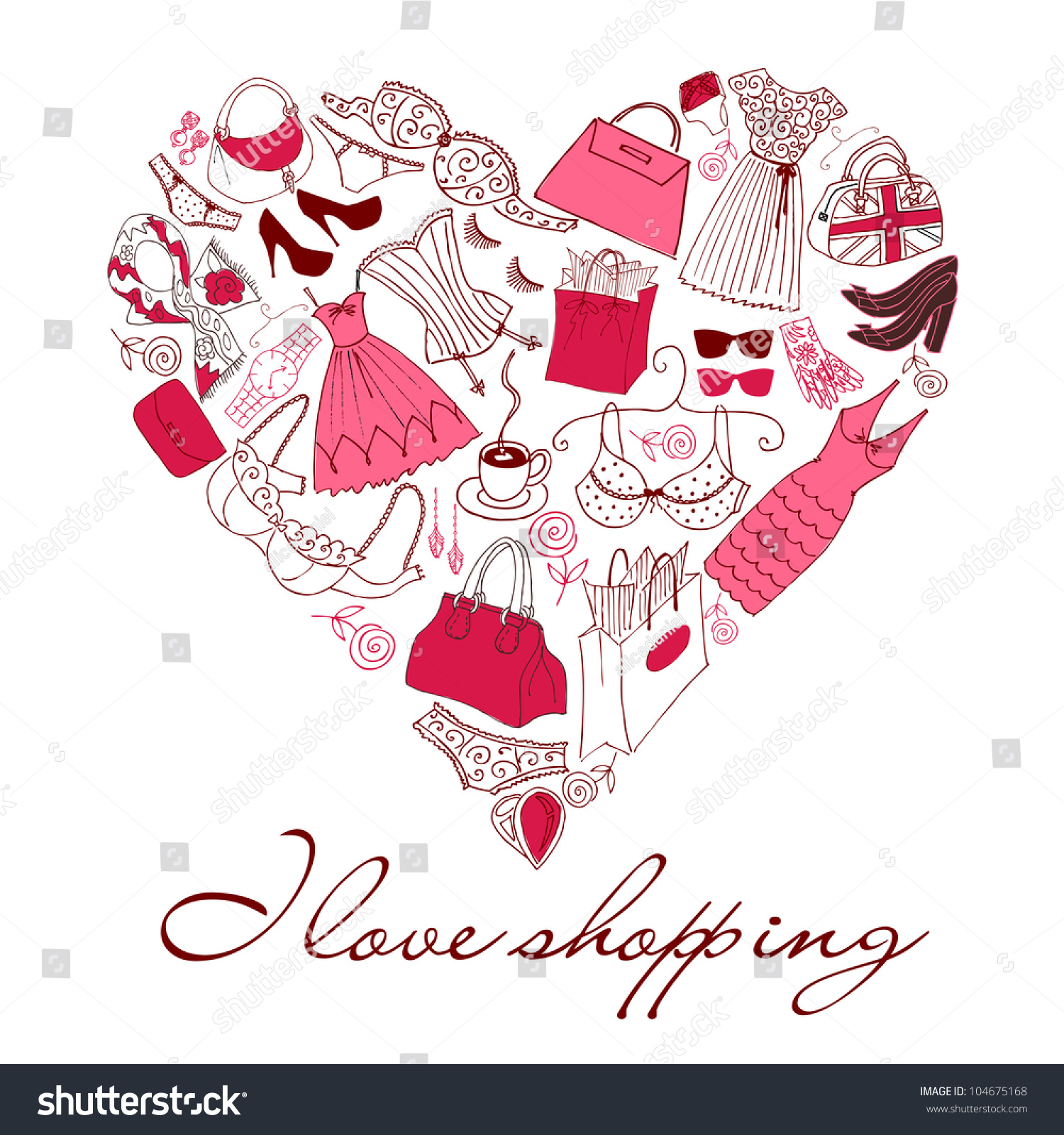 Download Love Shopping Heart Shape Made Different Stock Vector ...