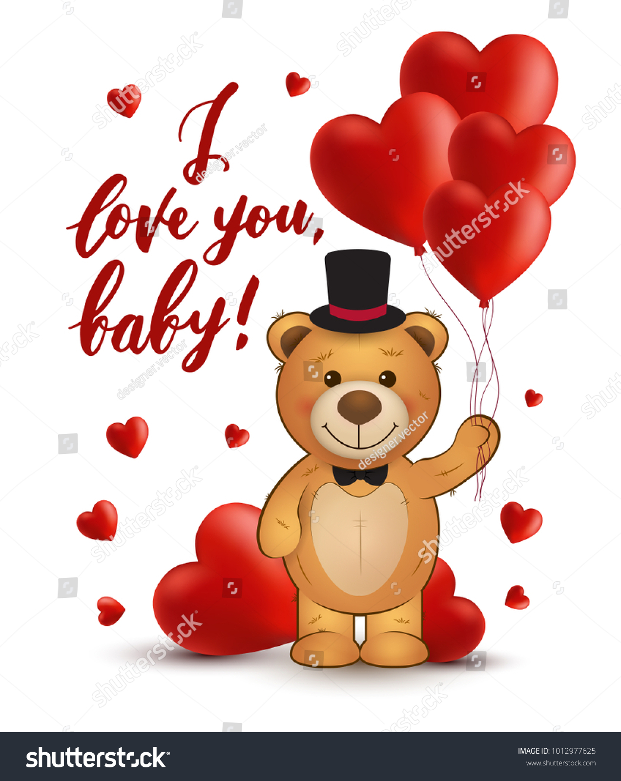 Love You Baby Vector Card Teddy Stock Vector Royalty Free