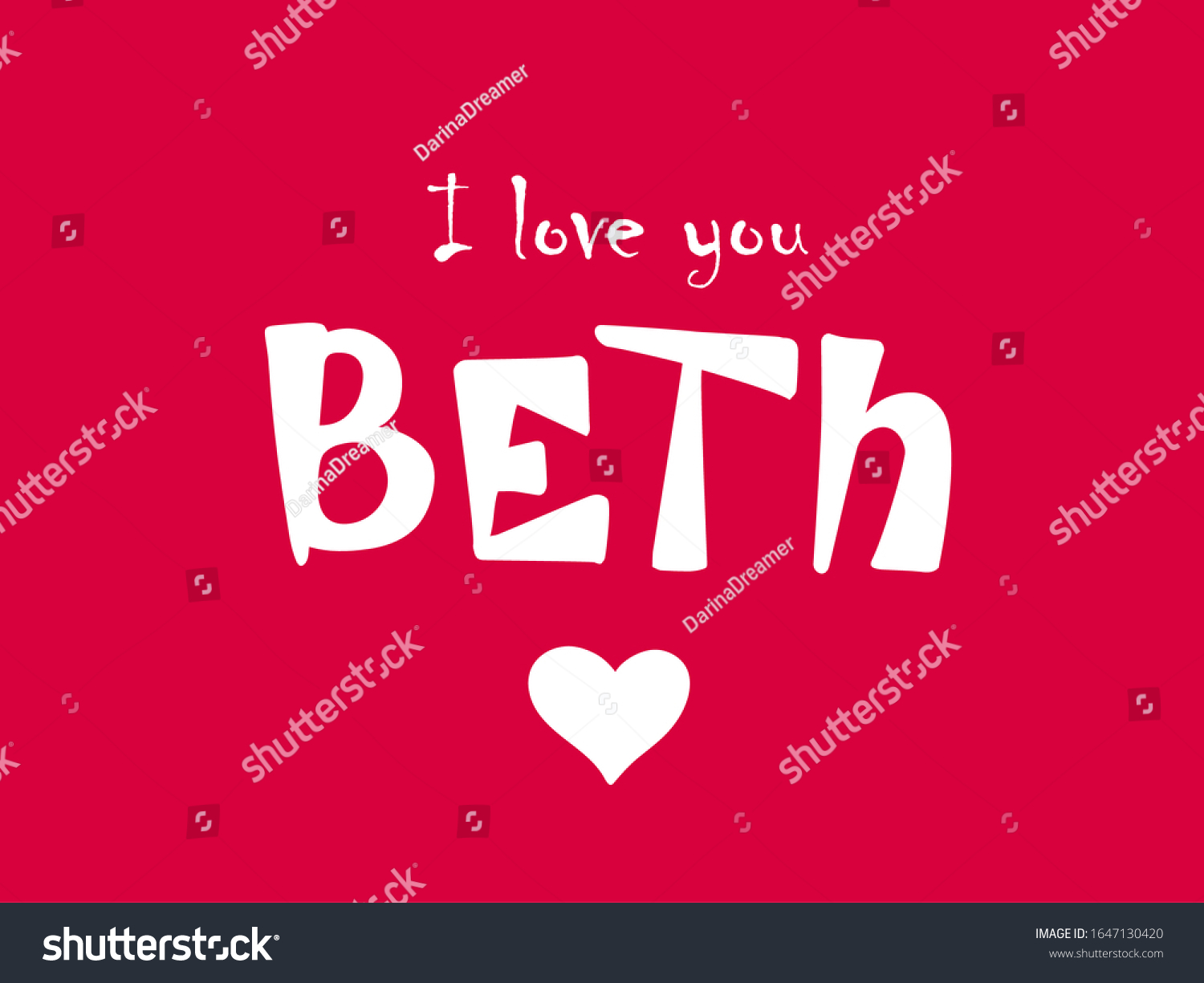 Love You Beth Womans Name Hand Stock Vector Royalty Free