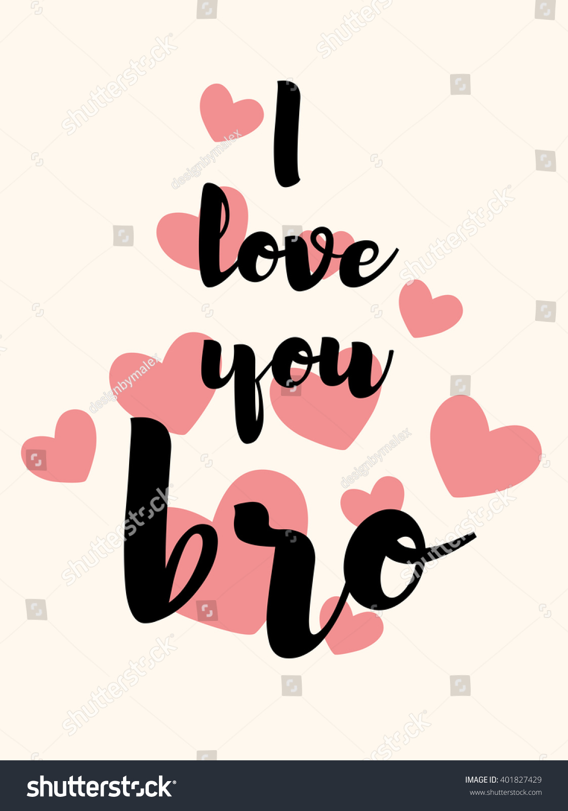 Love You Bro Vector Lettering Card Stock Vector Royalty Free