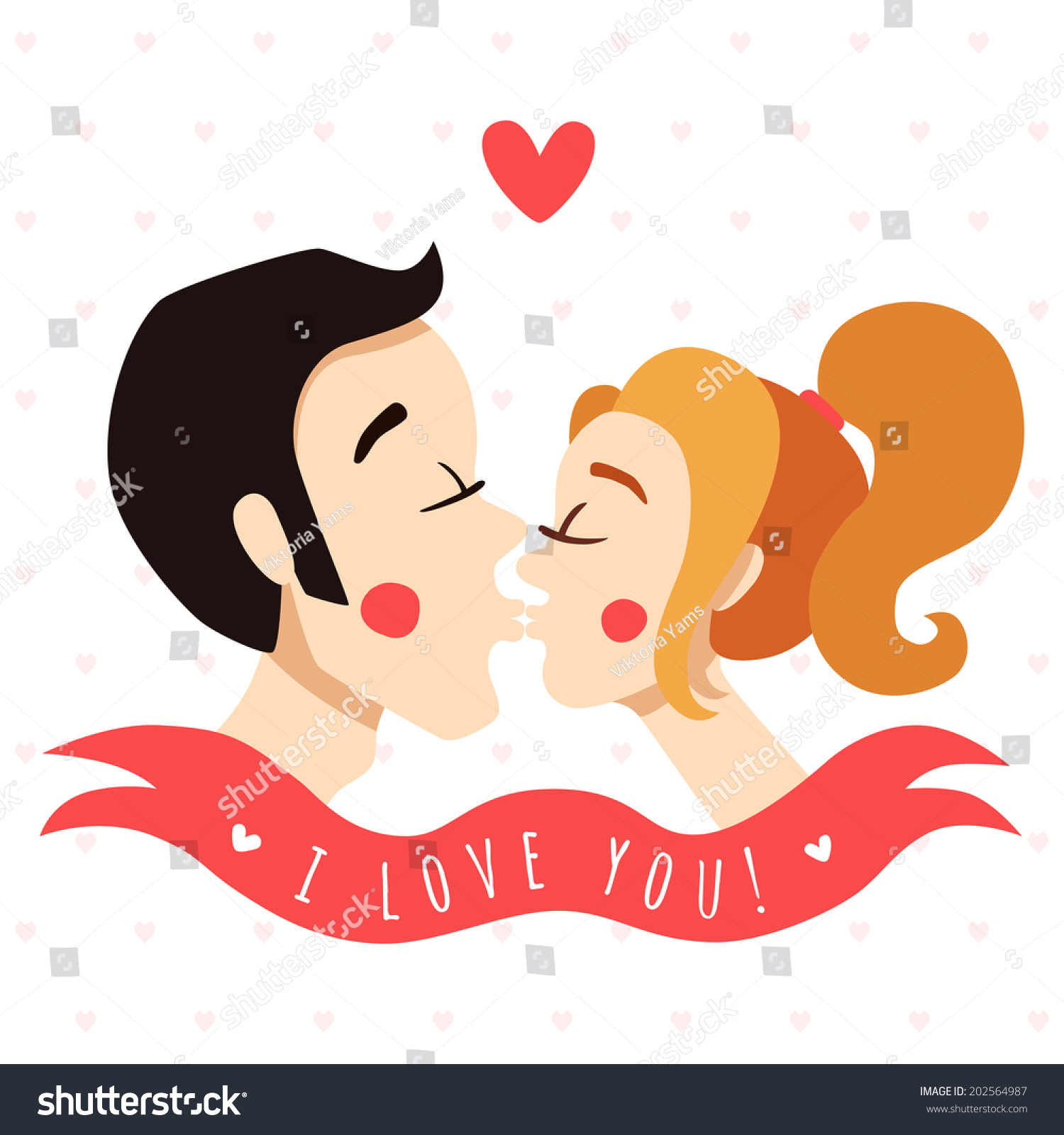 Love You Card Background Kissing Couple Stock Vector 202564987