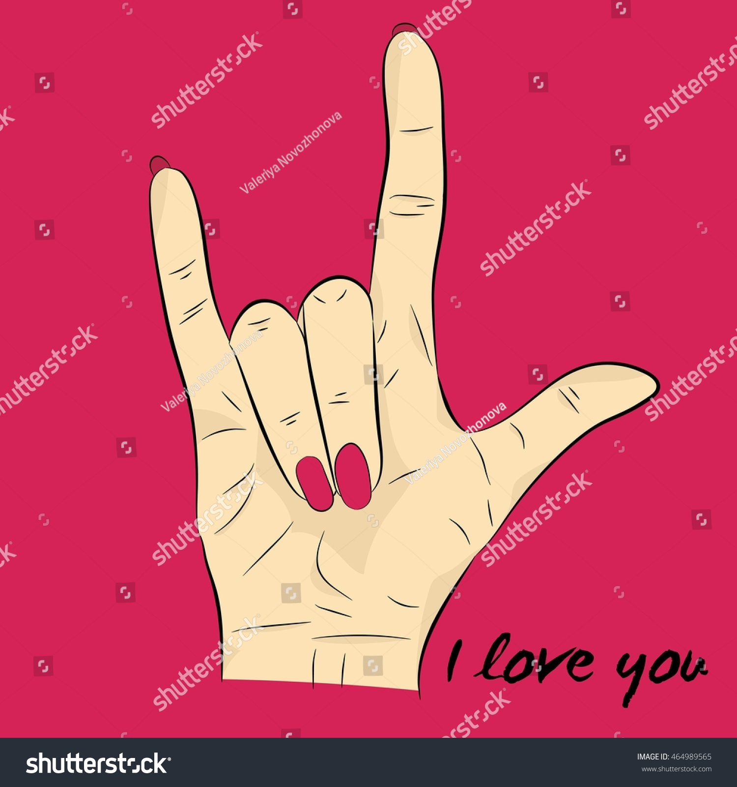 Love You Hand Sign Sign Language Stock Vector Royalty Free