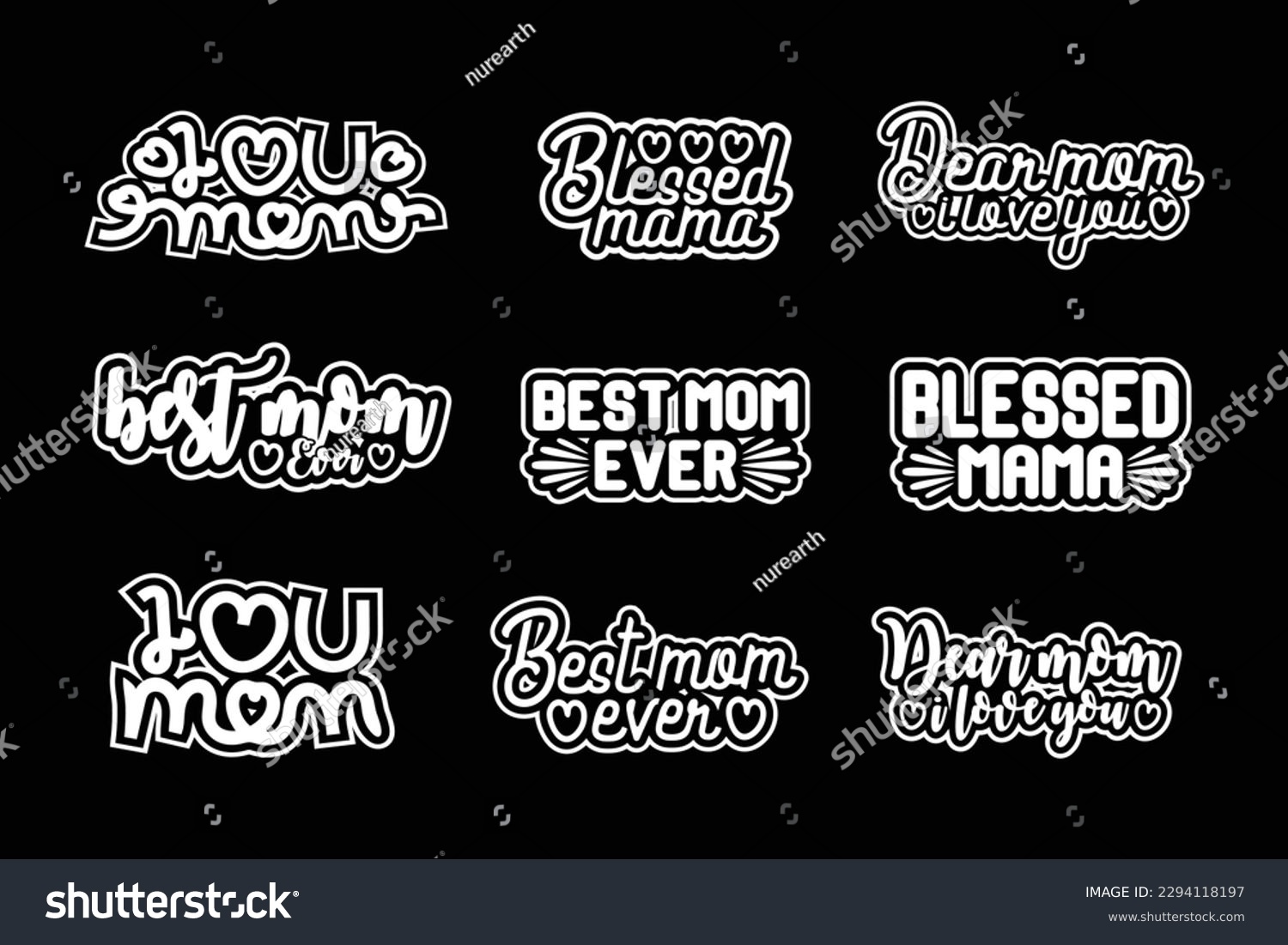 SVG of I love you mom, best mom ever, blessed mama, hand lettering typography t shirt, mother day sticker design, happy mothers day sticker, mom svg bundle, Mothers Day gift shirt, poster, car decal 
 svg