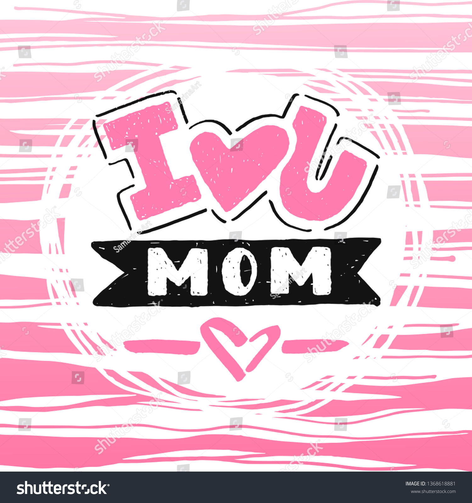 Love You Mom Calligraphy Poster Pink Stock Vector (Royalty Free) 1368618881