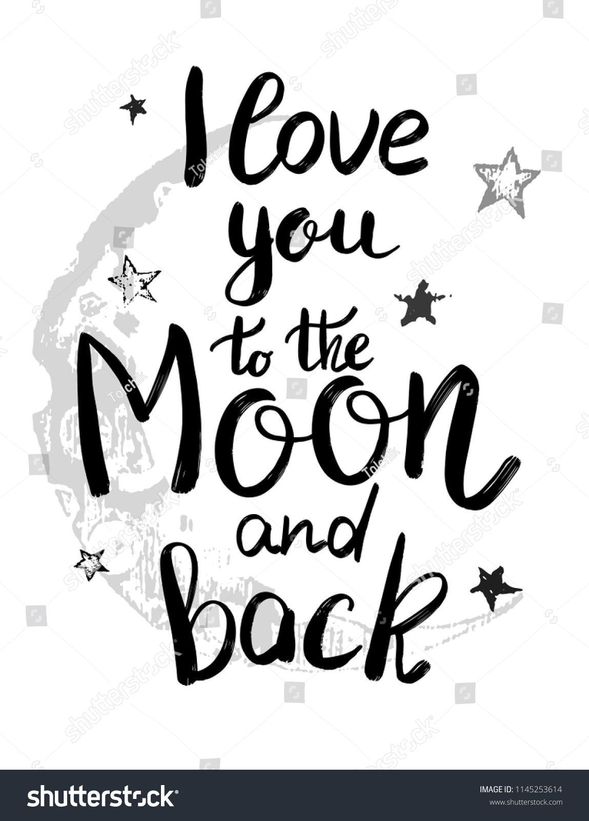 Love You Moon Back Template Card Stock Vector (Royalty Free) 1145253614