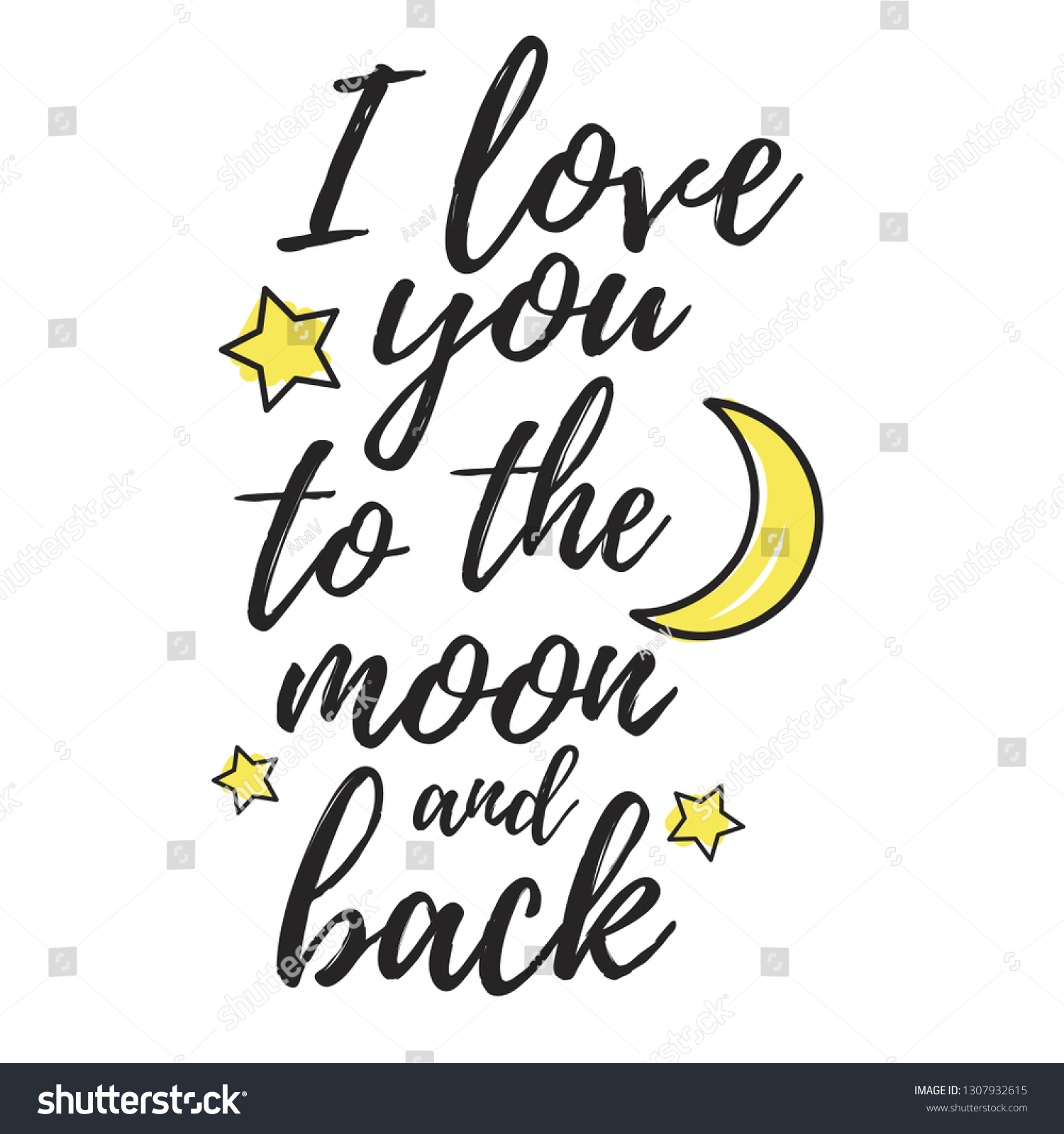 Love You Moon Back Vector Hand Stock Vector Royalty Free