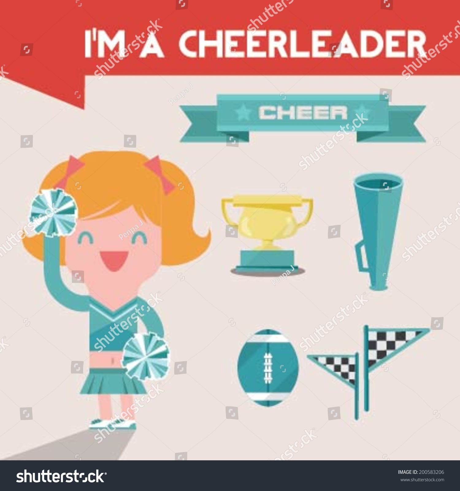 Cheerleader Cheerleader Elements Icons Stock Vector Royalty Free 056