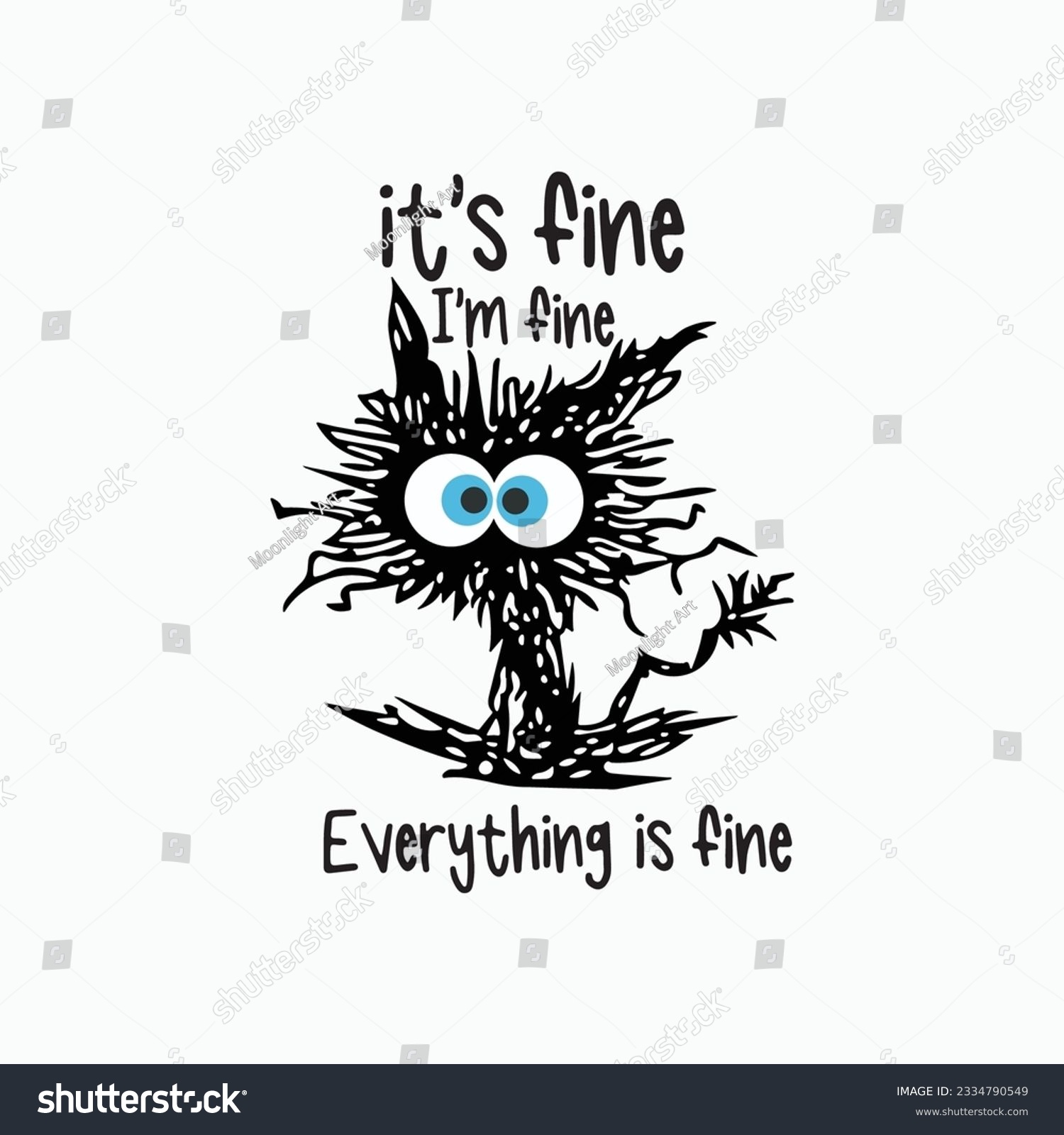 SVG of I'm Fine Cat Svg, Its Fine Im Fine Everything is Fine Svg, Black Cat Png, Elektrocuted Cat, Crazy Cat, Funny Silhouette, Svg Files for Cricut svg