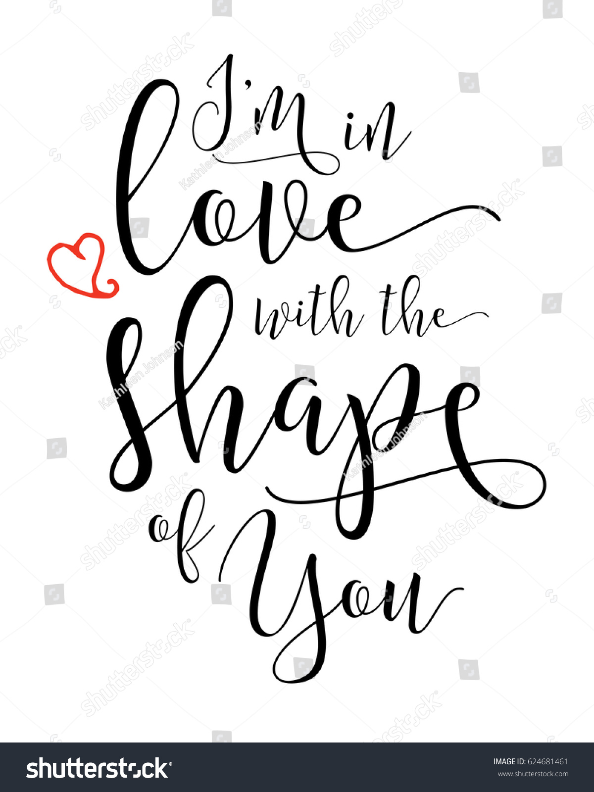 Im Love Shape You Calligraphy Typography 库存矢量图 免版税