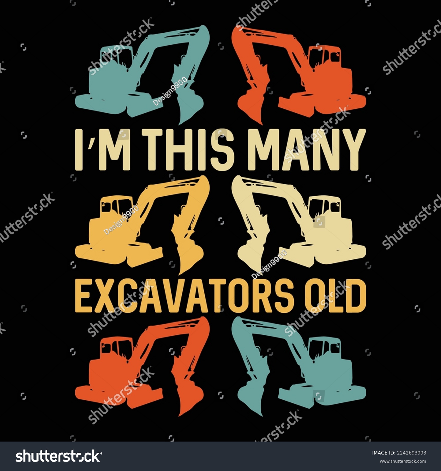 SVG of I'm This Many Excavators Old 6 Year 6th Birthday Excavator svg