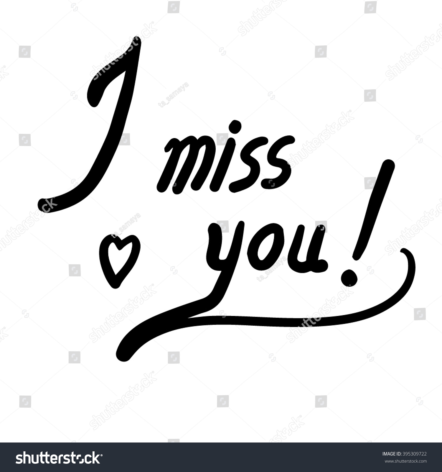 Miss You Vector Hand Drawn Words Stock Vector 395309722 - Shutterstock