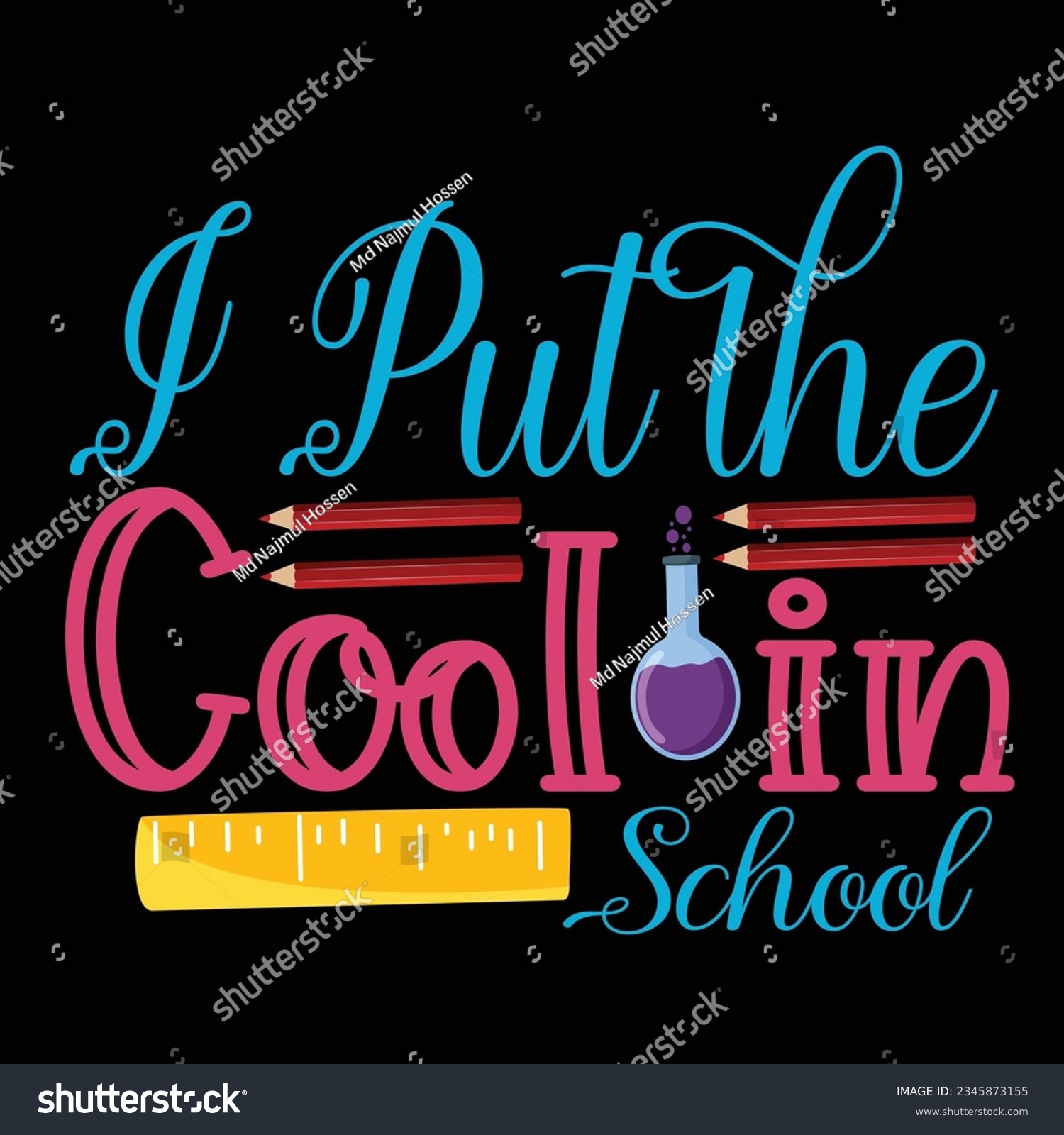 SVG of I Put The Cool In School, Happy back to school day shirt print template, typography design for kindergarten pre-k preschool, last and first day of school, 100 days of school shirt. svg