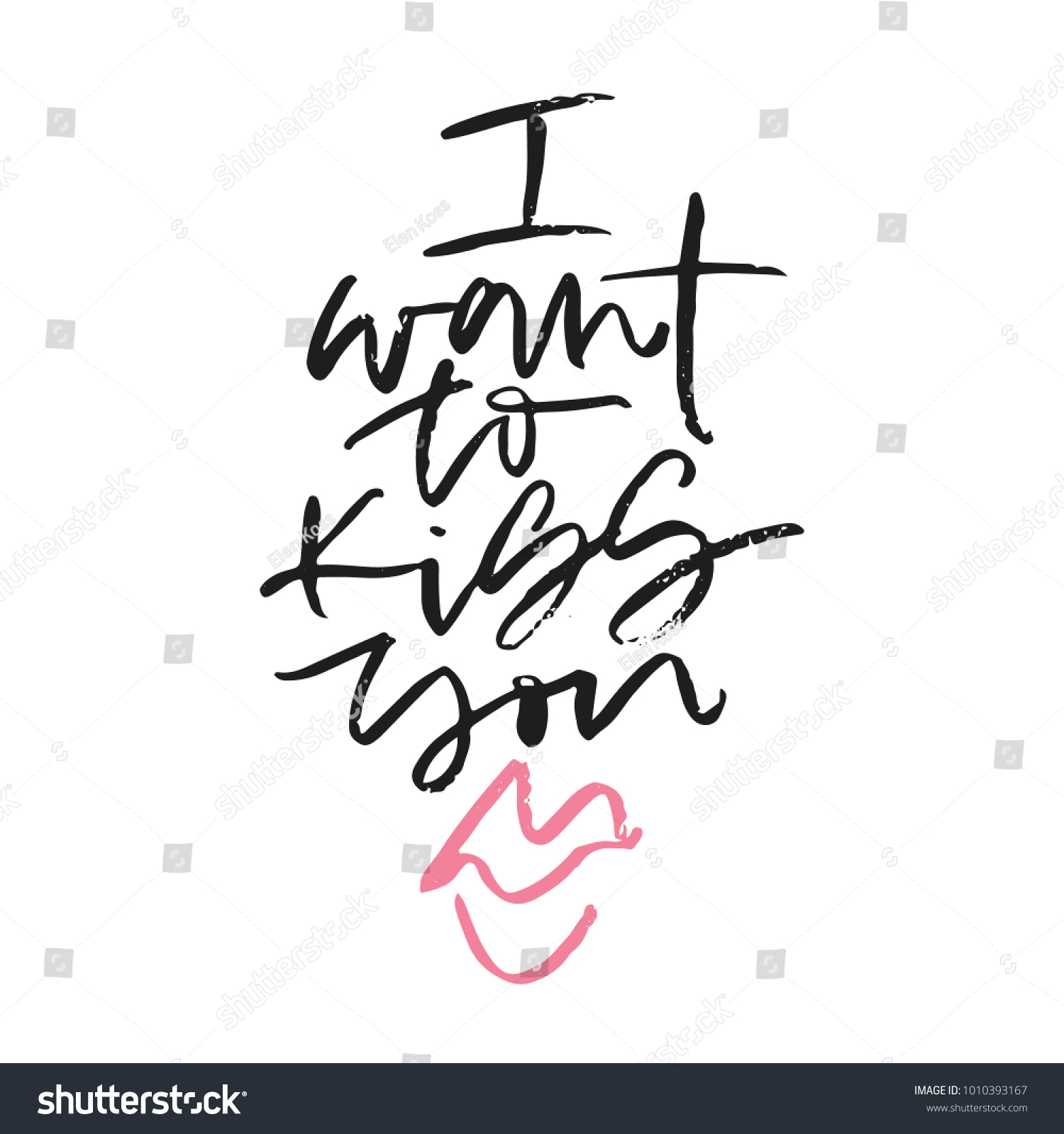 Want Kiss You Hand Written Calligraphic Stock Vector (Royalty Free ...