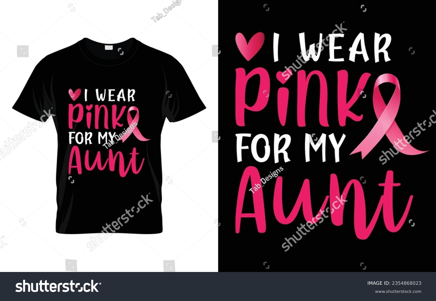 SVG of I wear pink for my Aunt pink ribbon Breast Cancer Awareness Month T shirt Design svg