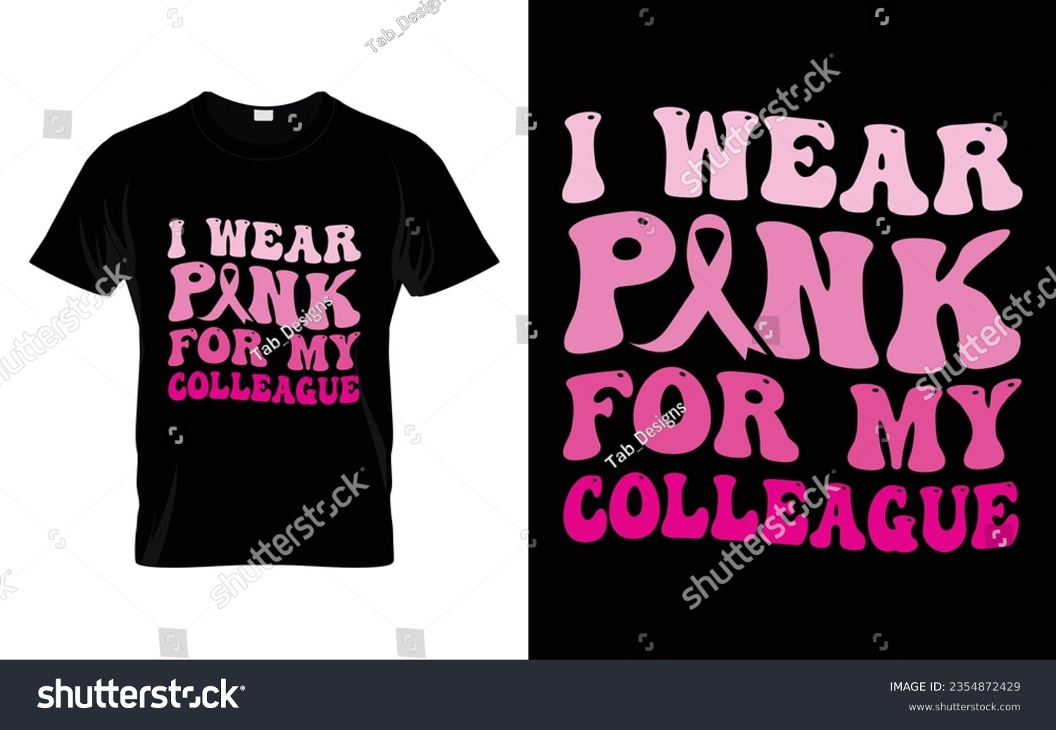 SVG of I wear pink for my Colleague pink ribbon Groovy Breast Cancer Awareness Month T shirt Design || Breast Cancer Awareness Groovy t shirt design. svg