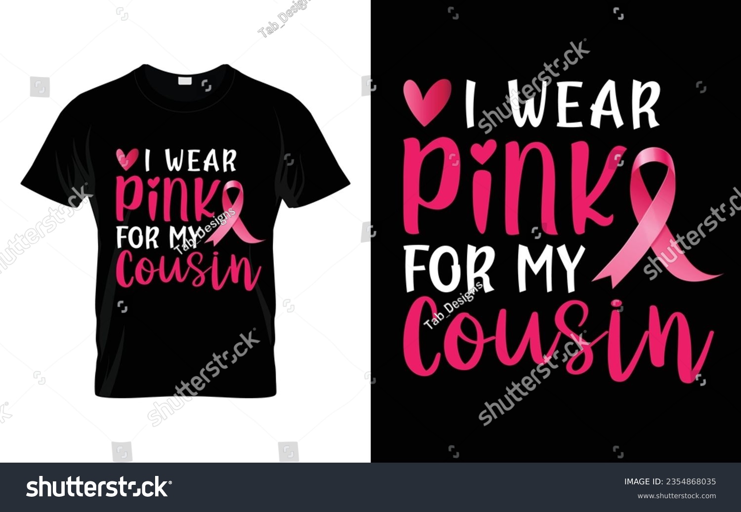 SVG of I wear pink for my Cousin pink ribbon Breast Cancer Awareness Month T shirt Design svg
