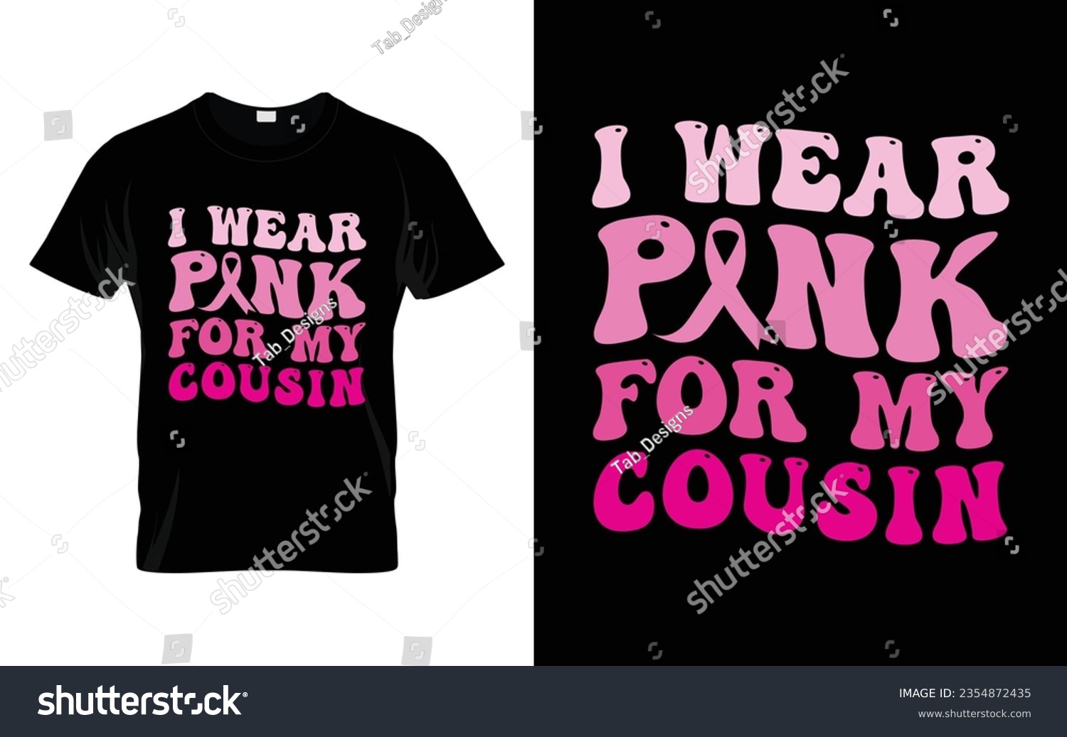 SVG of I wear pink for my Cousin pink ribbon Groovy Breast Cancer Awareness Month T shirt Design || Breast Cancer Awareness Groovy t shirt design. svg