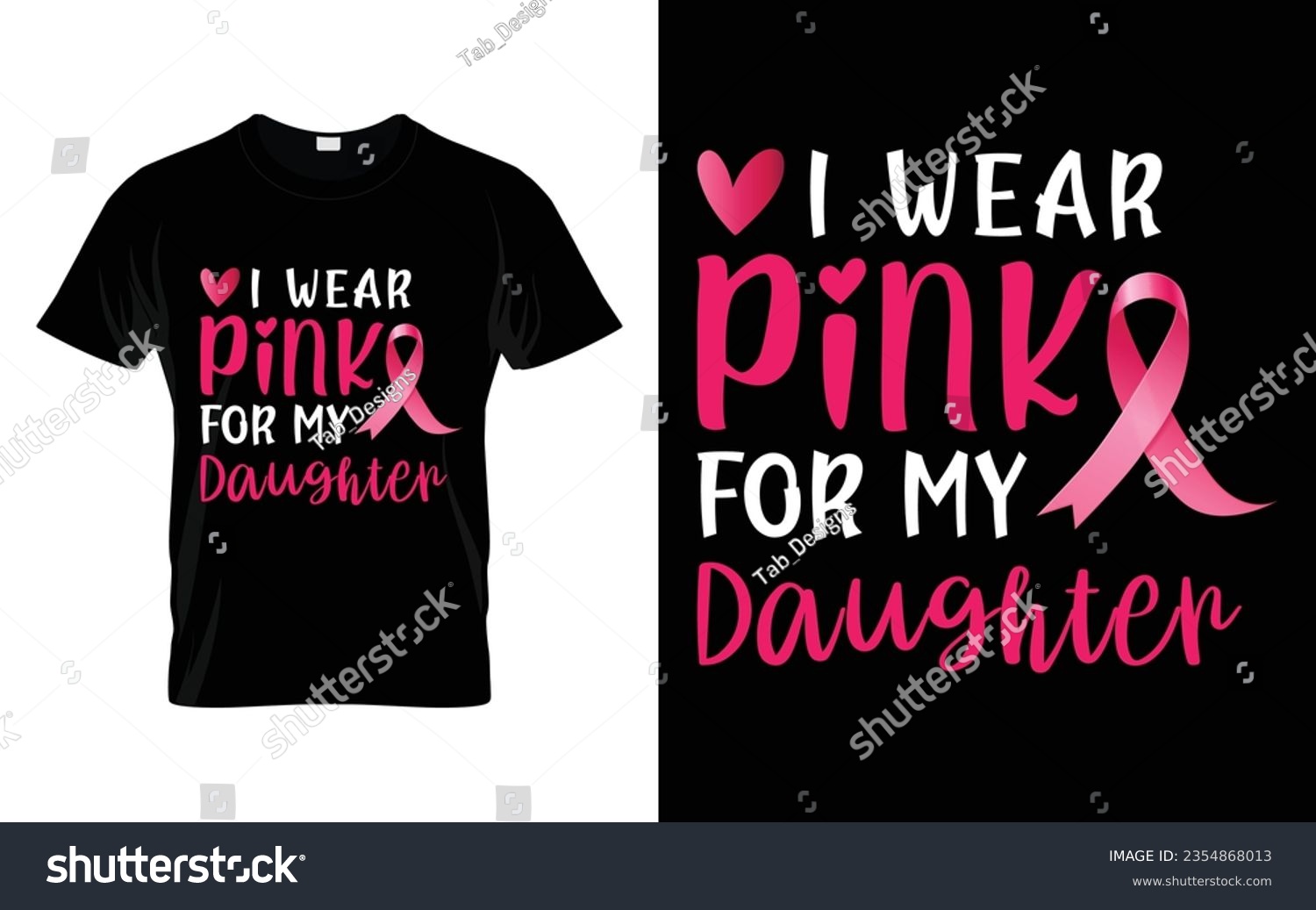 SVG of I wear pink for my Daughter pink ribbon Breast Cancer Awareness Month T shirt Design svg