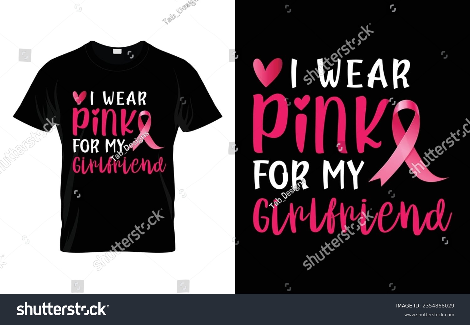 SVG of I wear pink for my Girlfriend pink ribbon Breast Cancer Awareness Month T shirt Design svg