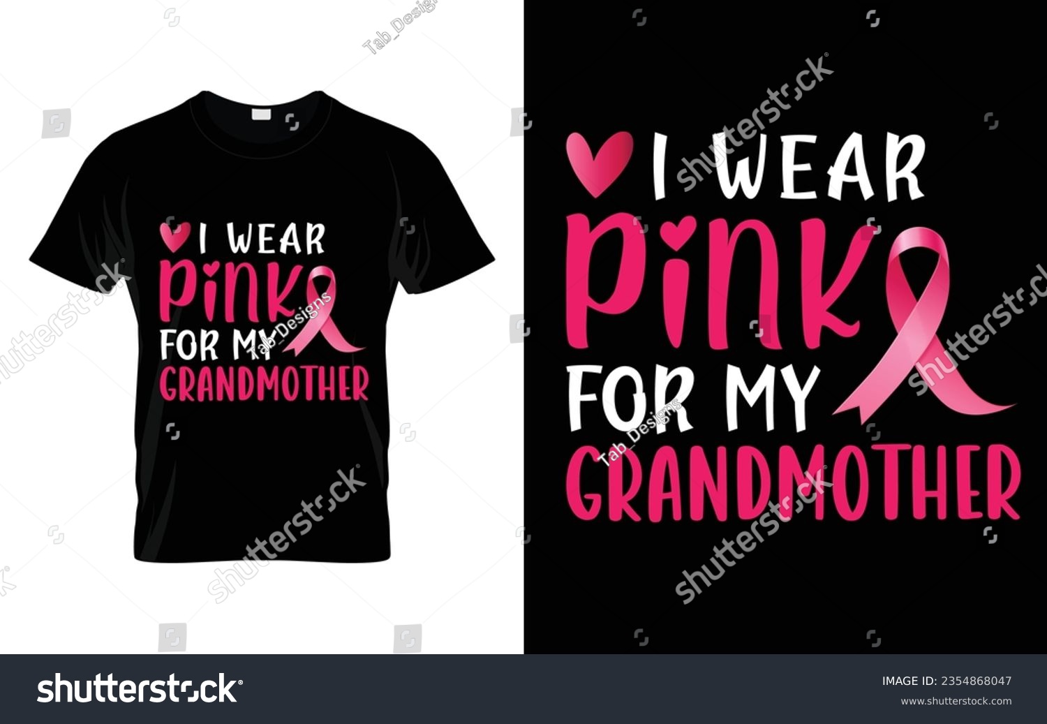 SVG of I wear pink for my Grandmother pink ribbon Breast Cancer Awareness Month T shirt Design svg