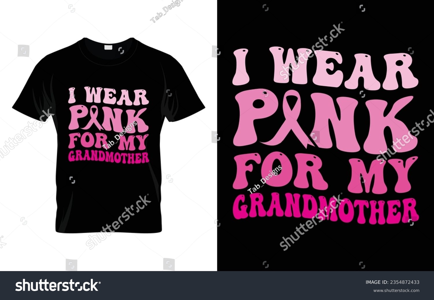 SVG of I wear pink for my Grandmother pink ribbon Groovy Breast Cancer Awareness Month T shirt Design || Breast Cancer Awareness Groovy t shirt design. svg