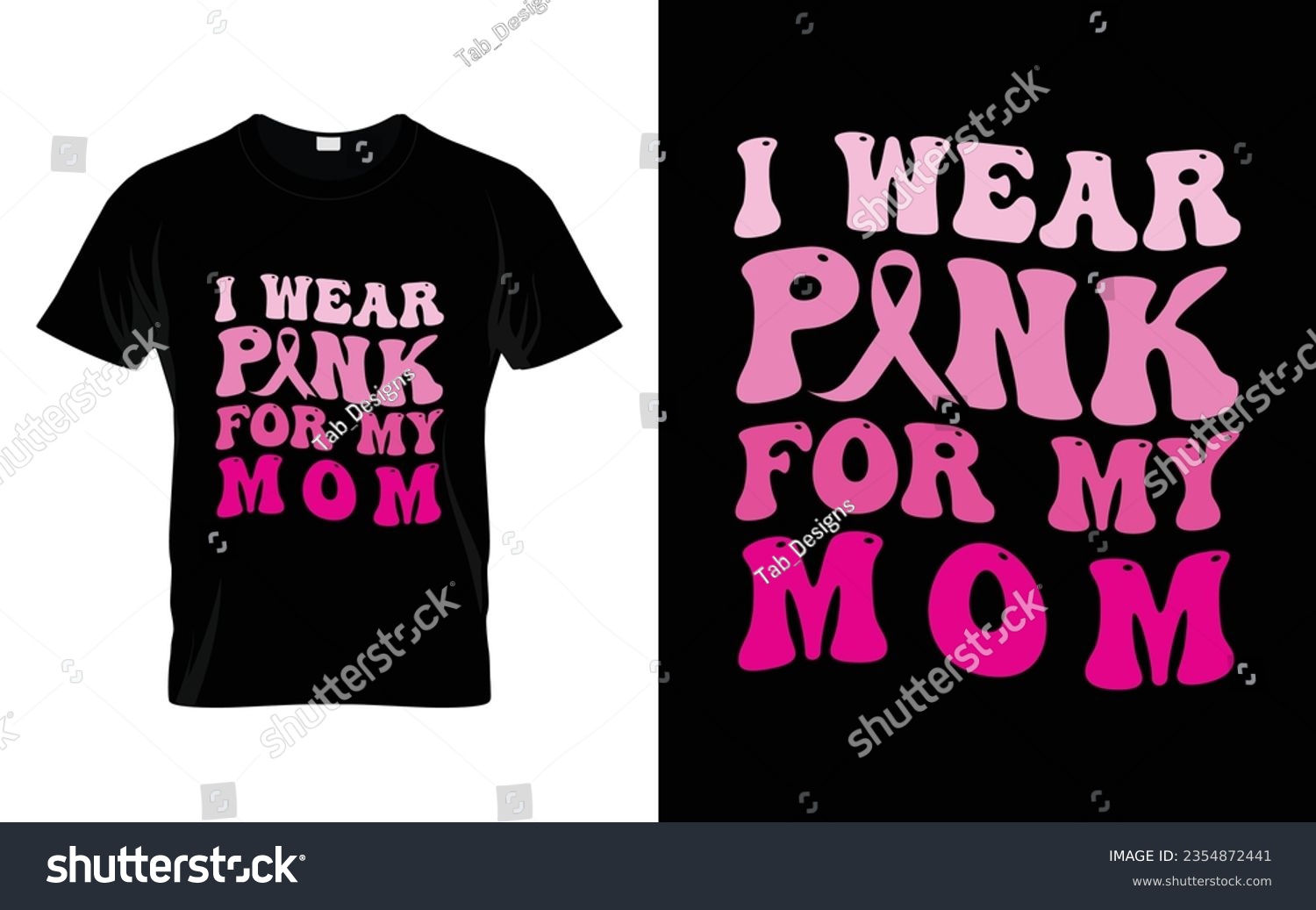 SVG of I wear pink for my Mom pink ribbon Groovy Breast Cancer Awareness Month T shirt Design || Breast Cancer Awareness Groovy t shirt design. svg